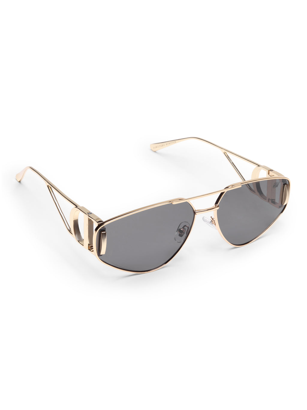 Evania Gold Black Metal Oval UV Protected Womens Sunglasses