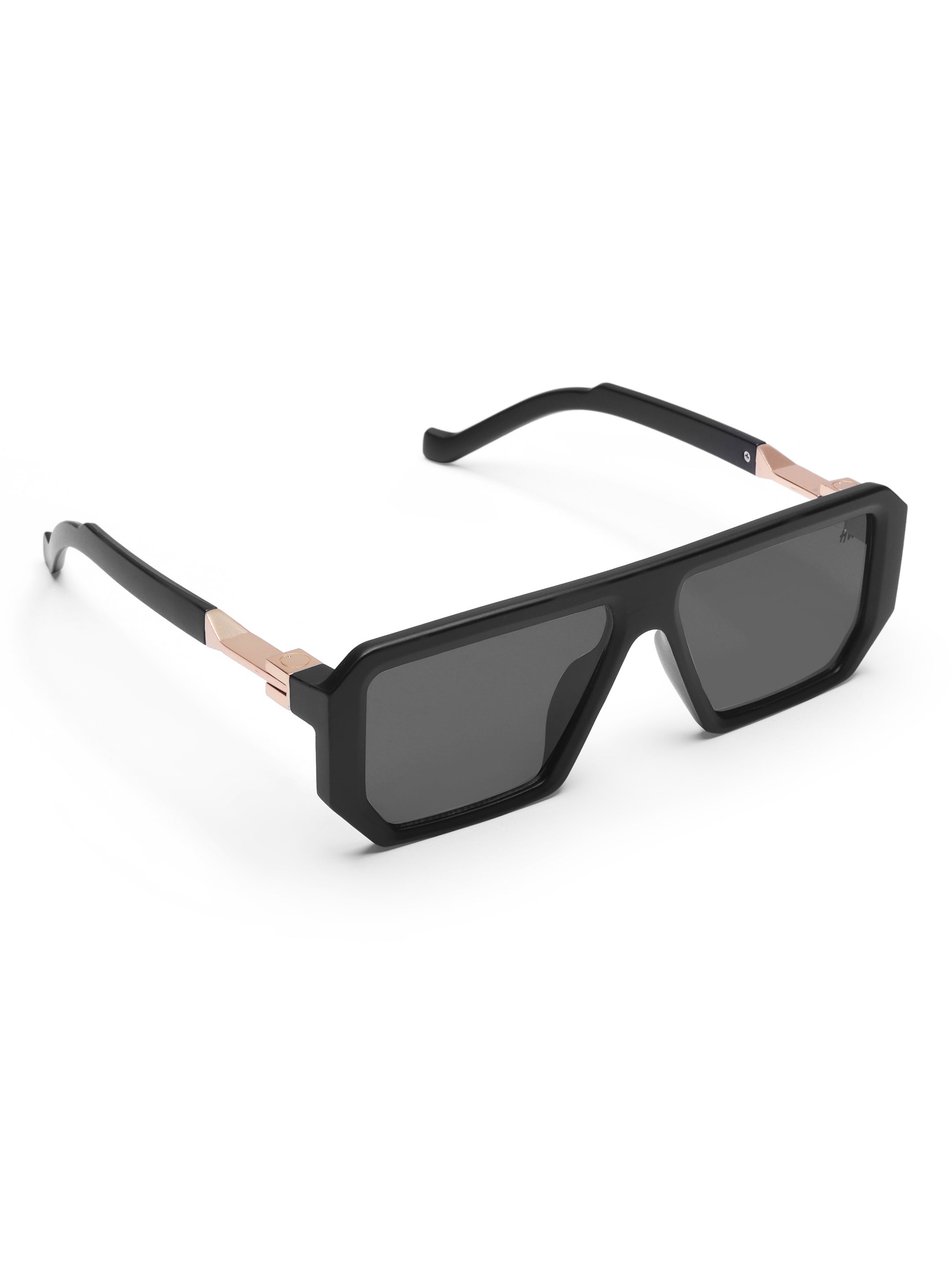 Men's UV Protected Gold Black Wayfarer Sunglasses