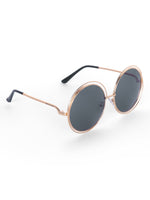 Women's UV Protected Black Golden Oversized Round Sunglasses