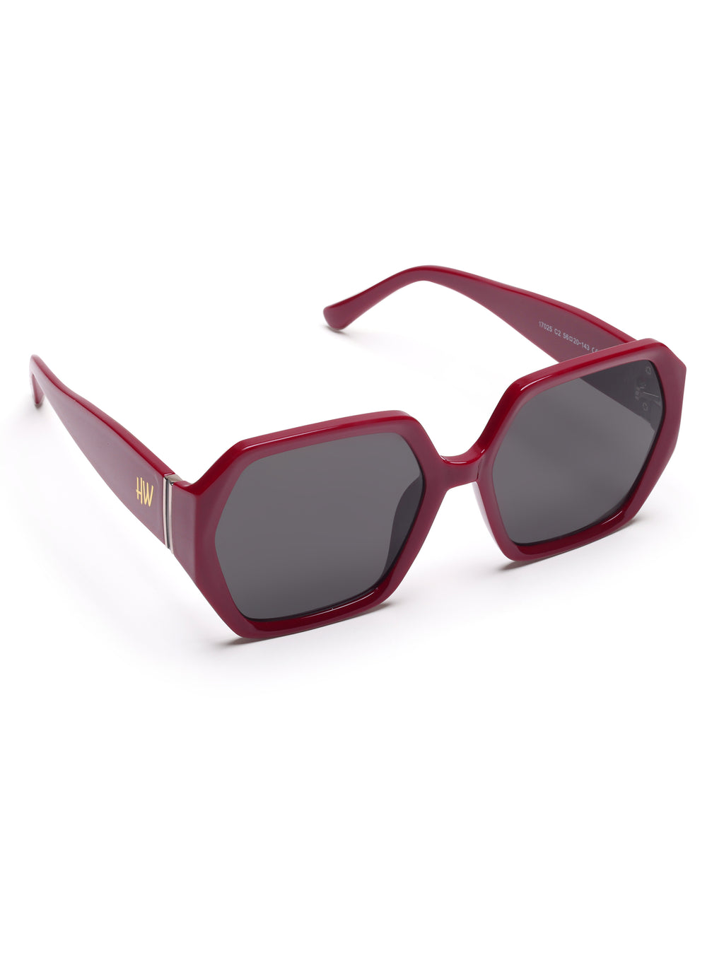 Liora Oversized Red Hexagon UV Protected Womens Sunglasses