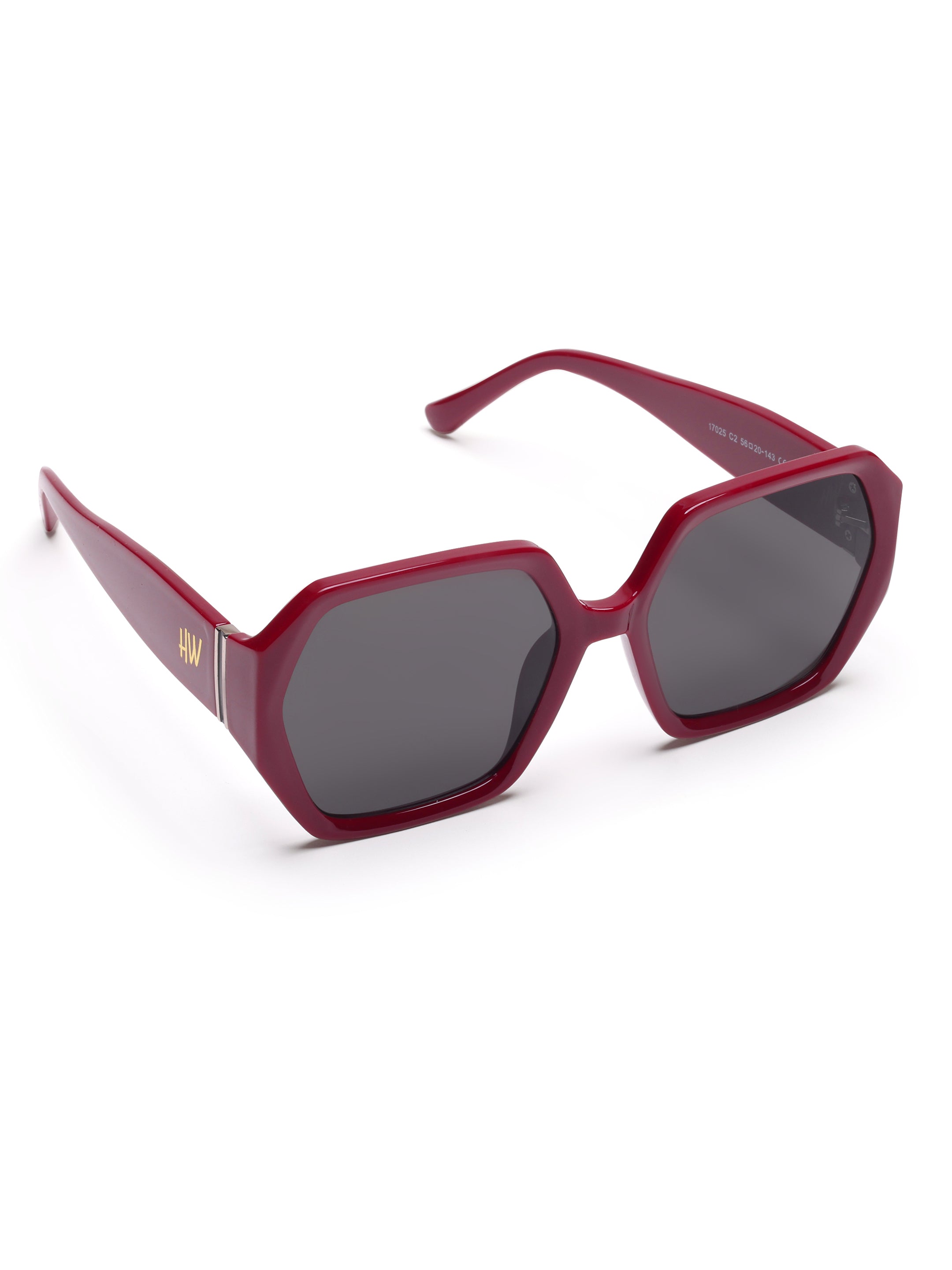 Liora Oversized Red Hexagon UV Protected Womens Sunglasses