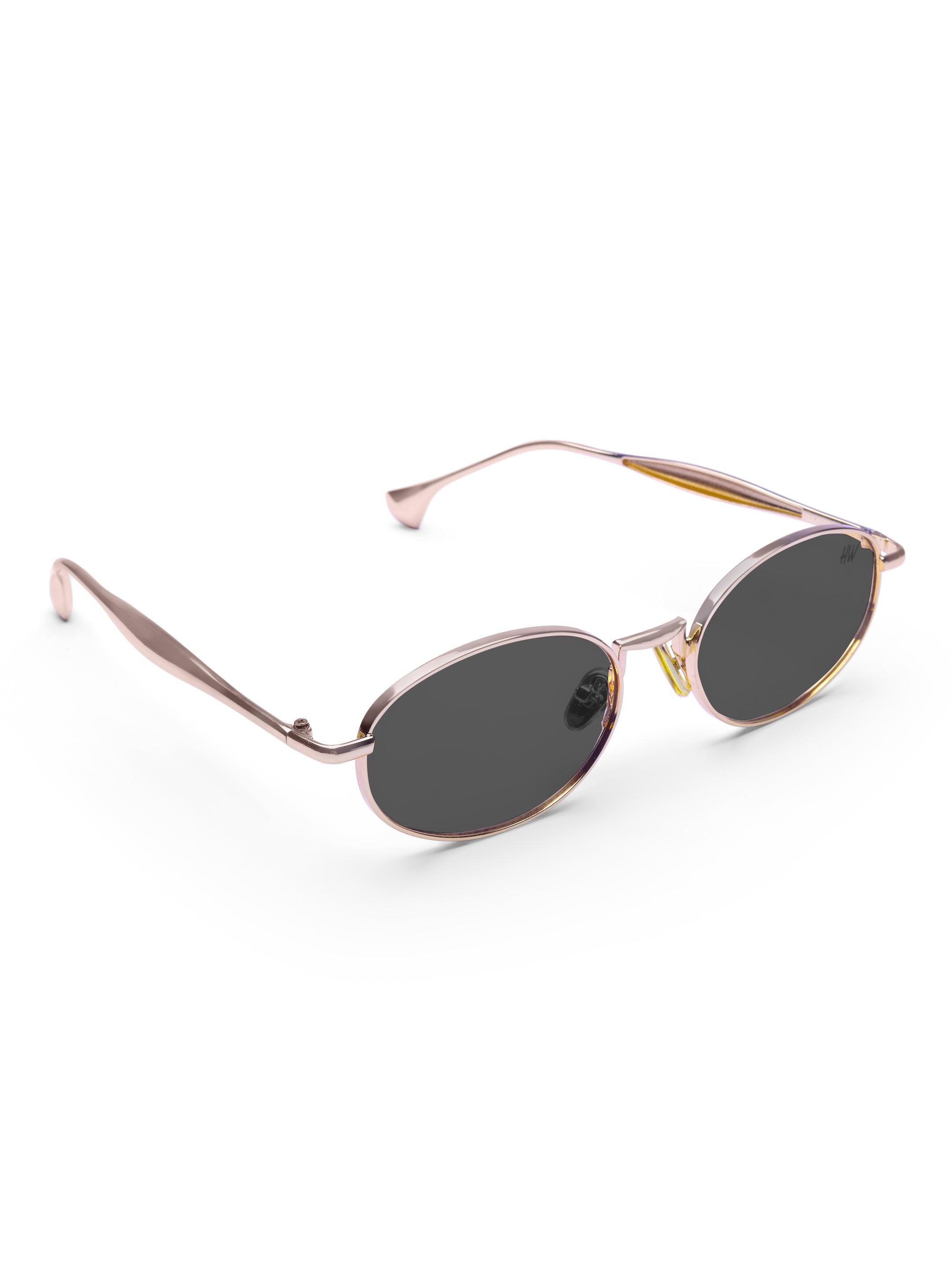 Women's Oval Gold Black Sunglasses