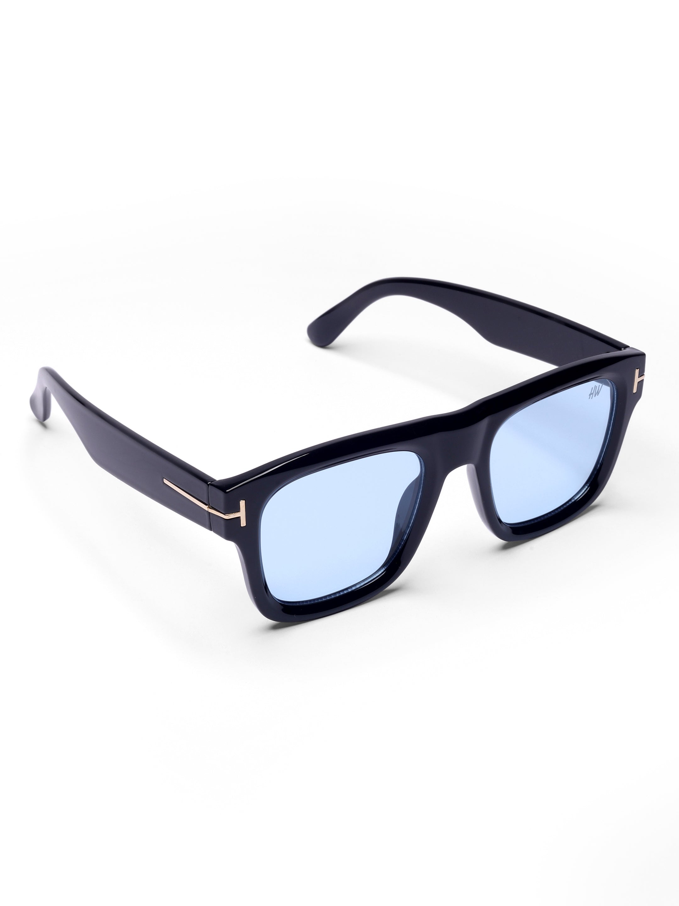 Men's UV Protected Gold Blue Wayfarer Sunglasses