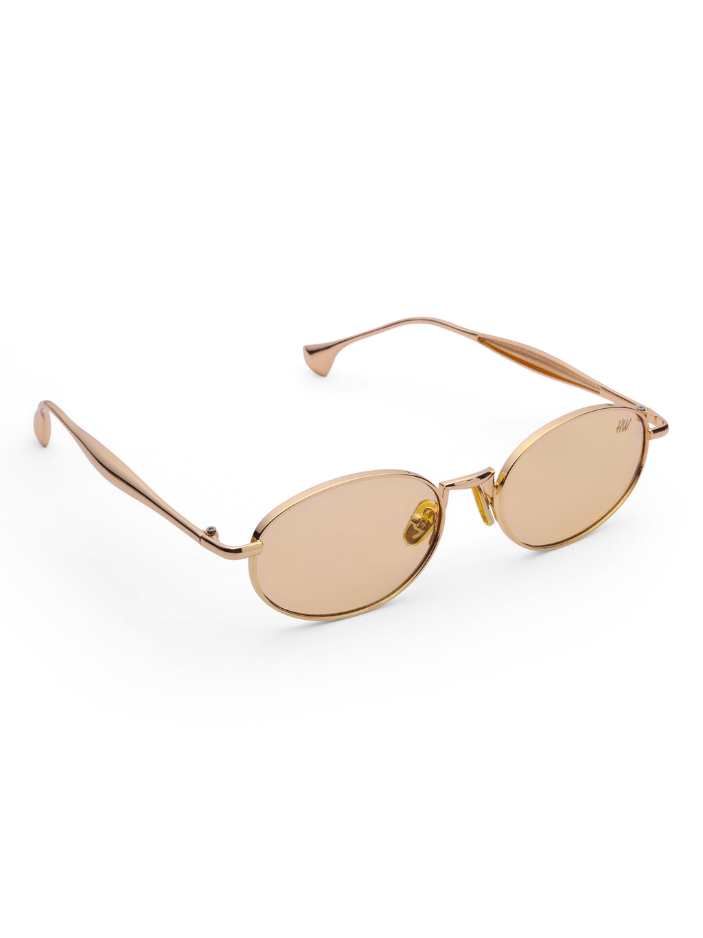 Women's Gold Yellow Oval Sunglasses