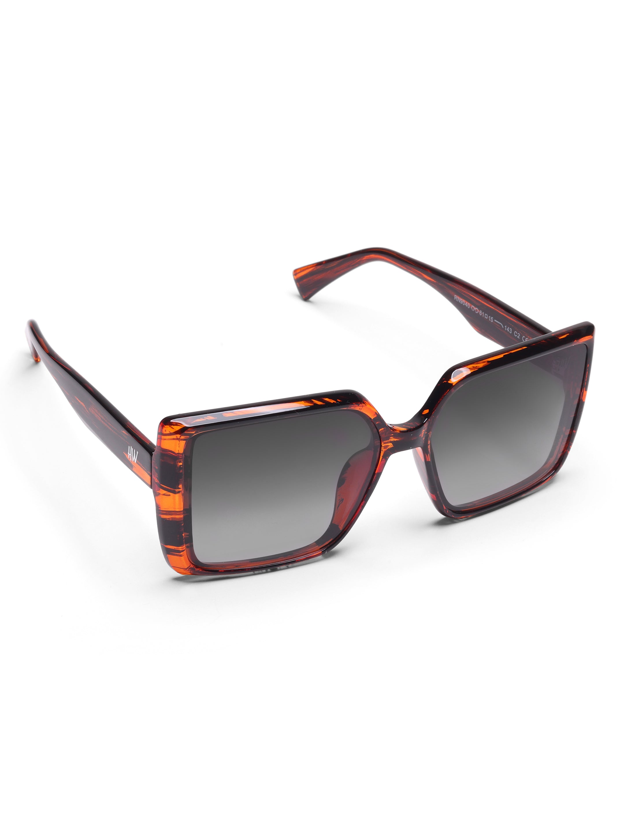 Noelle Black Leopard Oversized Square UV Protected Womens Sunglasses