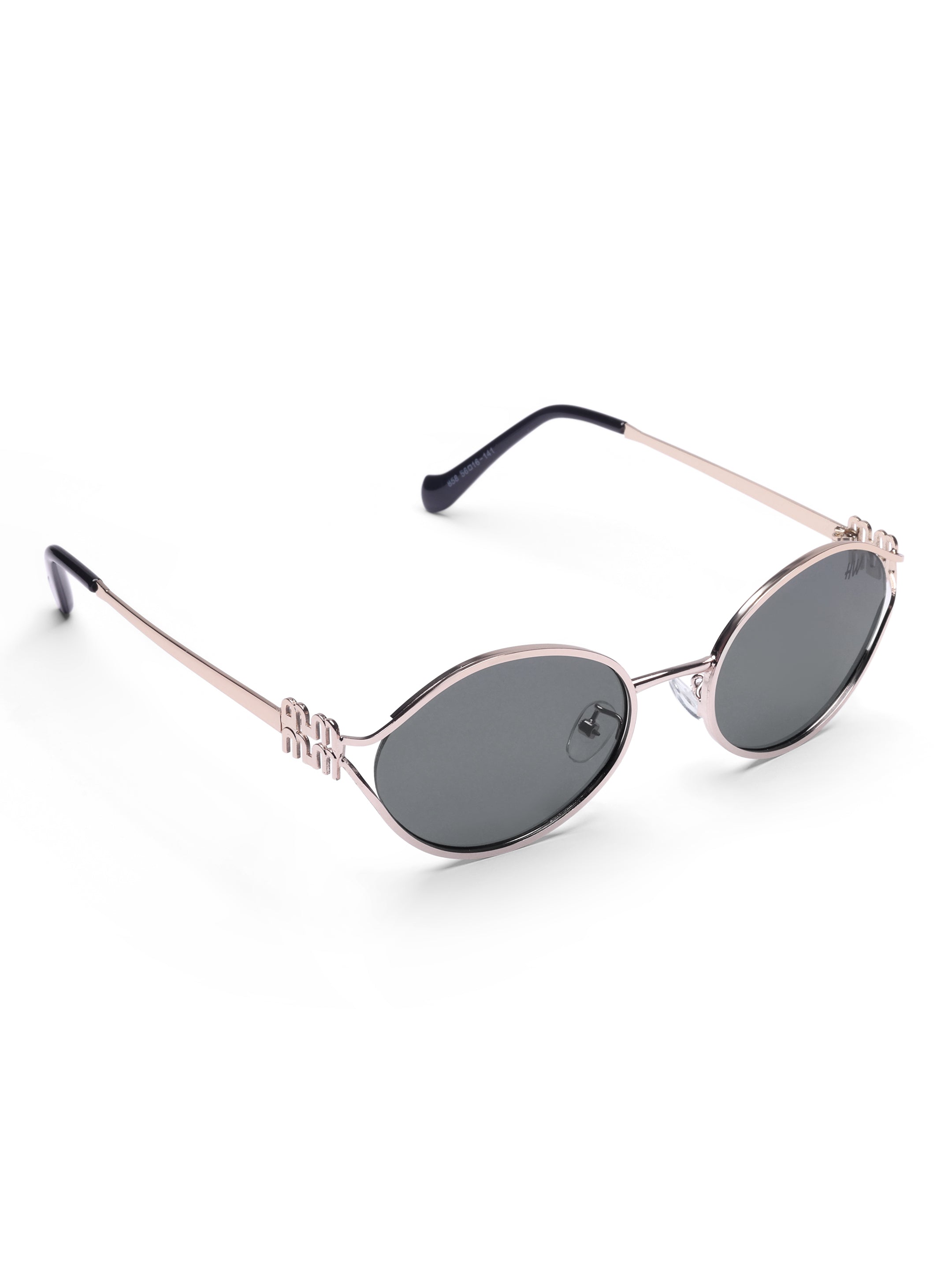 Women's Gold Black Oval Sunglasses