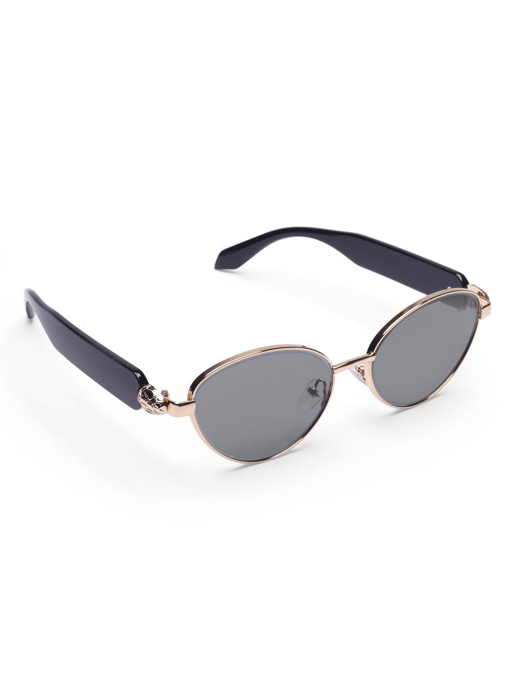 Women's Gold Black Metal Sunglasses