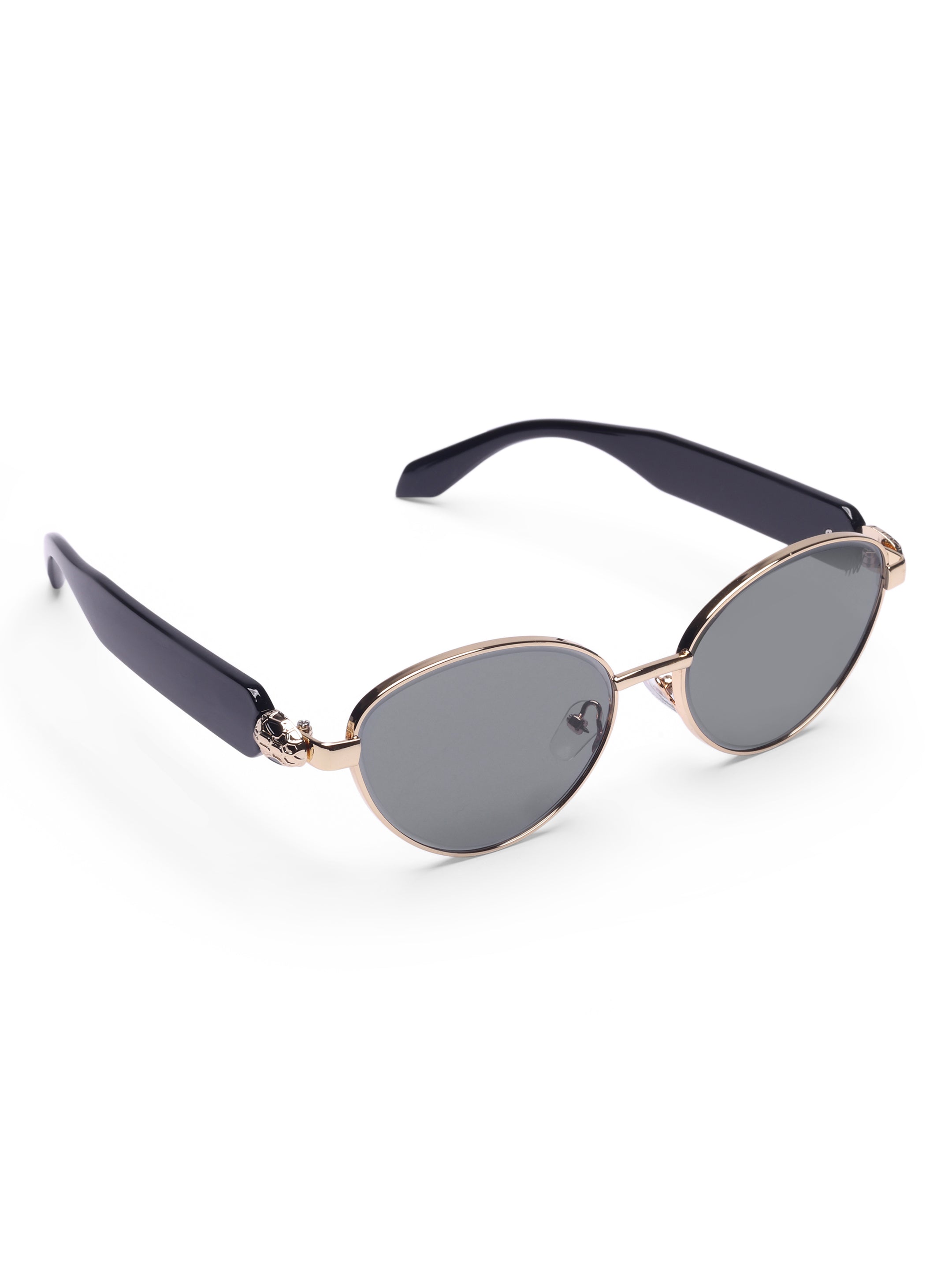 Women's Gold Brown Metal Sunglasses