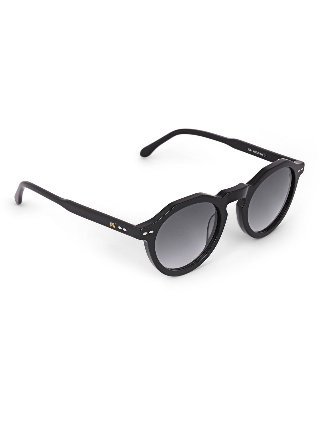 Men Round Uv Protected Sunglasses Black