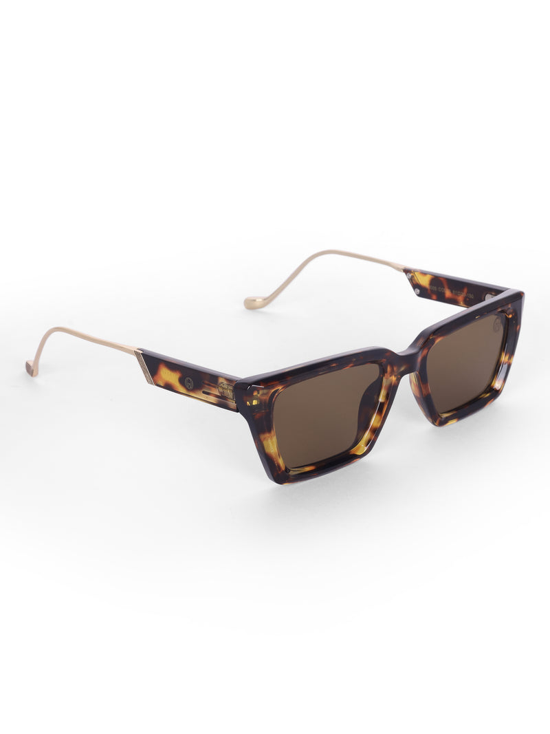 Women's Leopard Brown Wayfarer Rectangular Sunglasses
