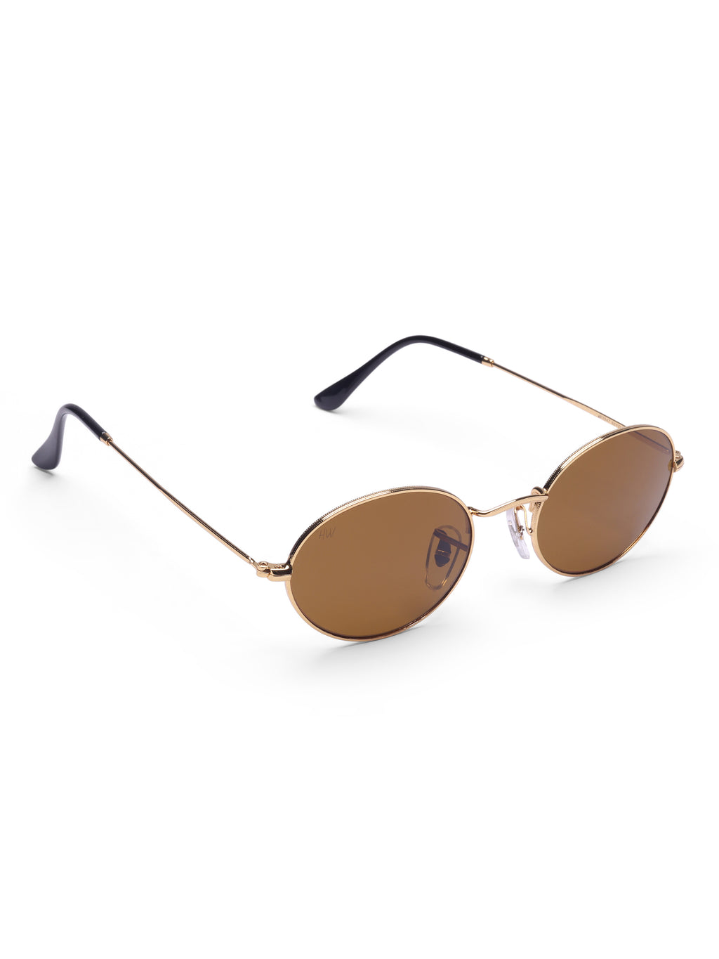 Women's Gold Brown Oval Sunglasses