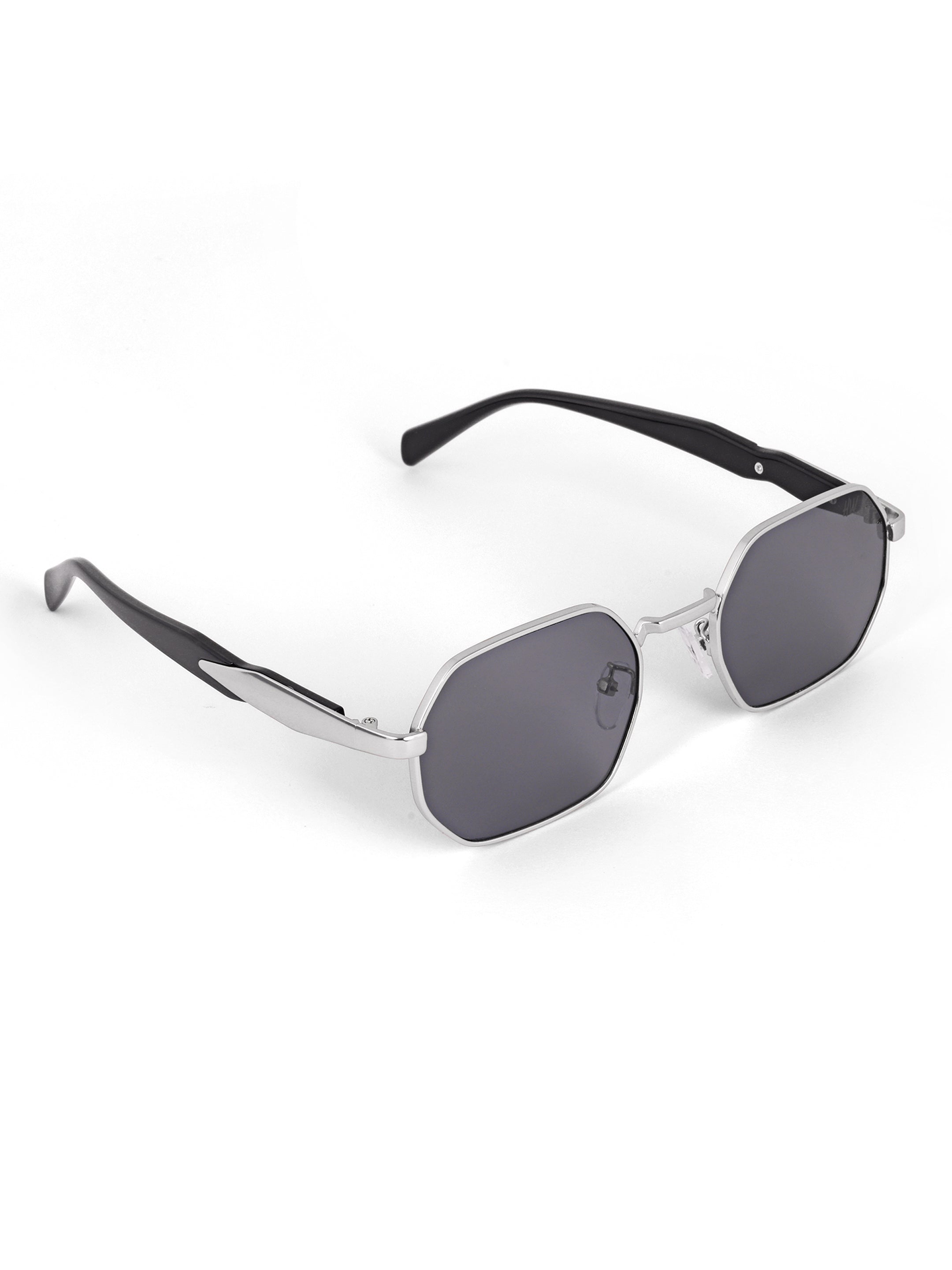 Men Hexagon Uv Protected Sunglasses Black