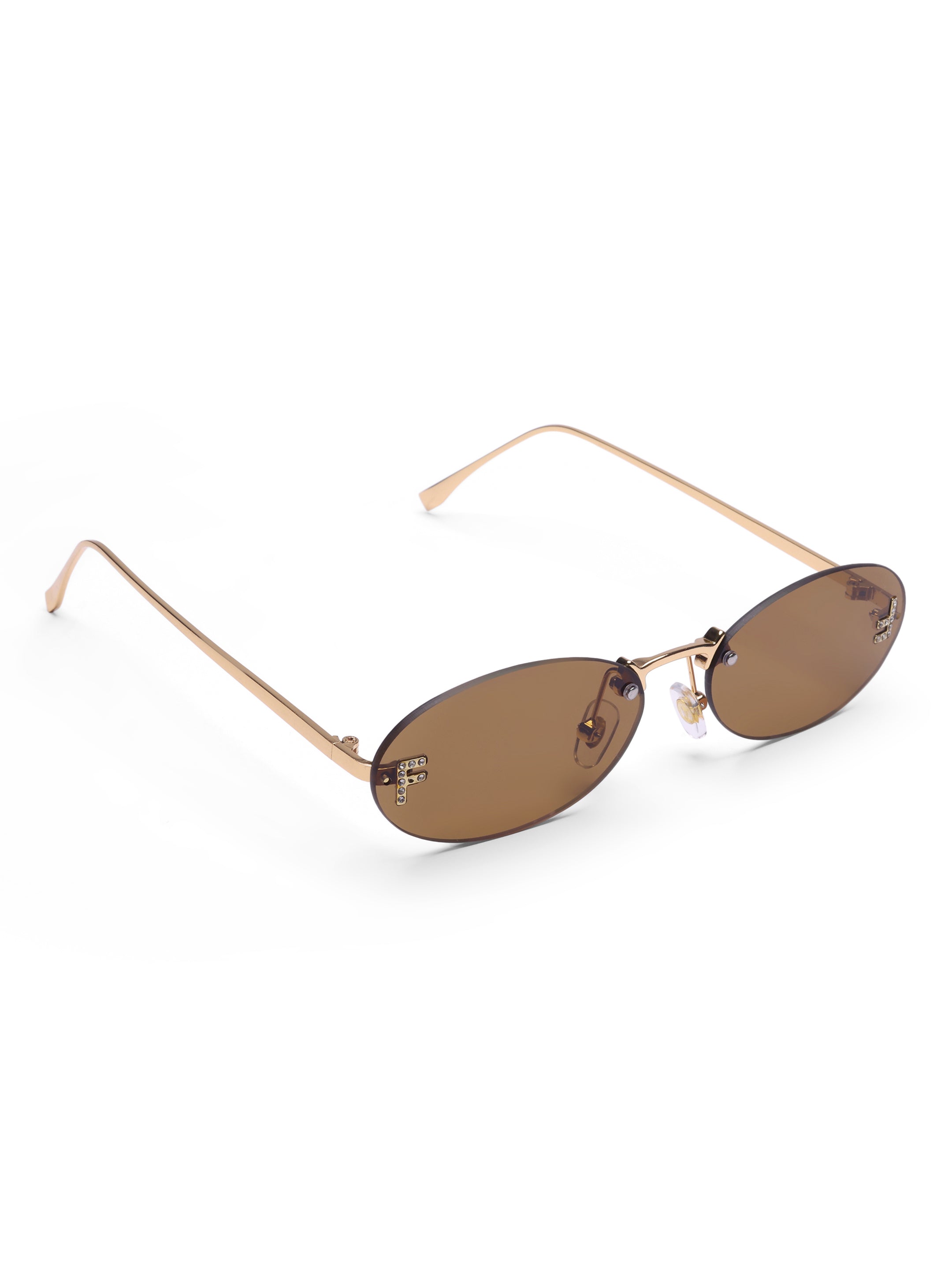 Women's Gold Brown Oval Sunglasses
