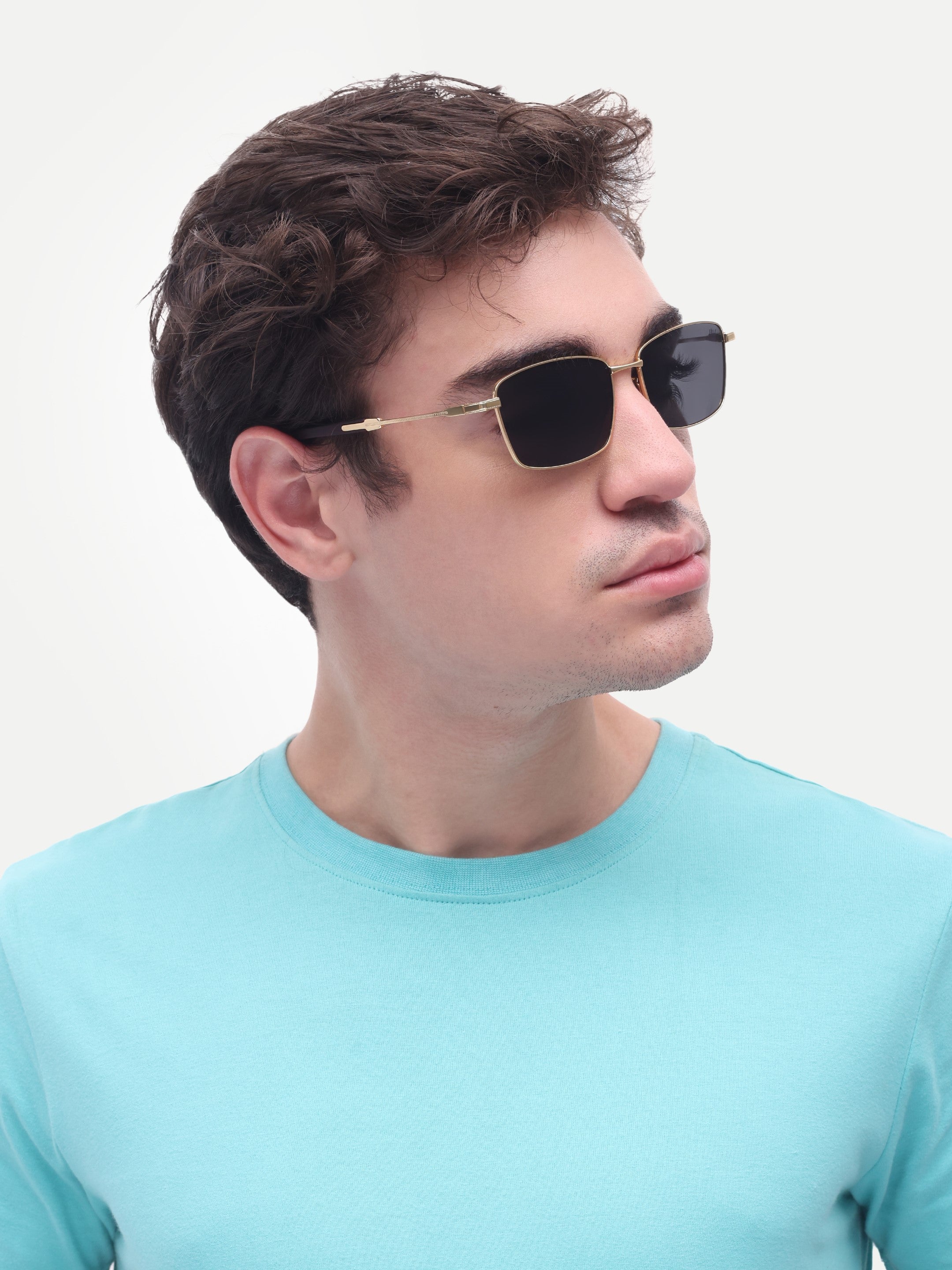 Men's Golden Black UV Protected  Rectangular Wayfarer Sunglasses