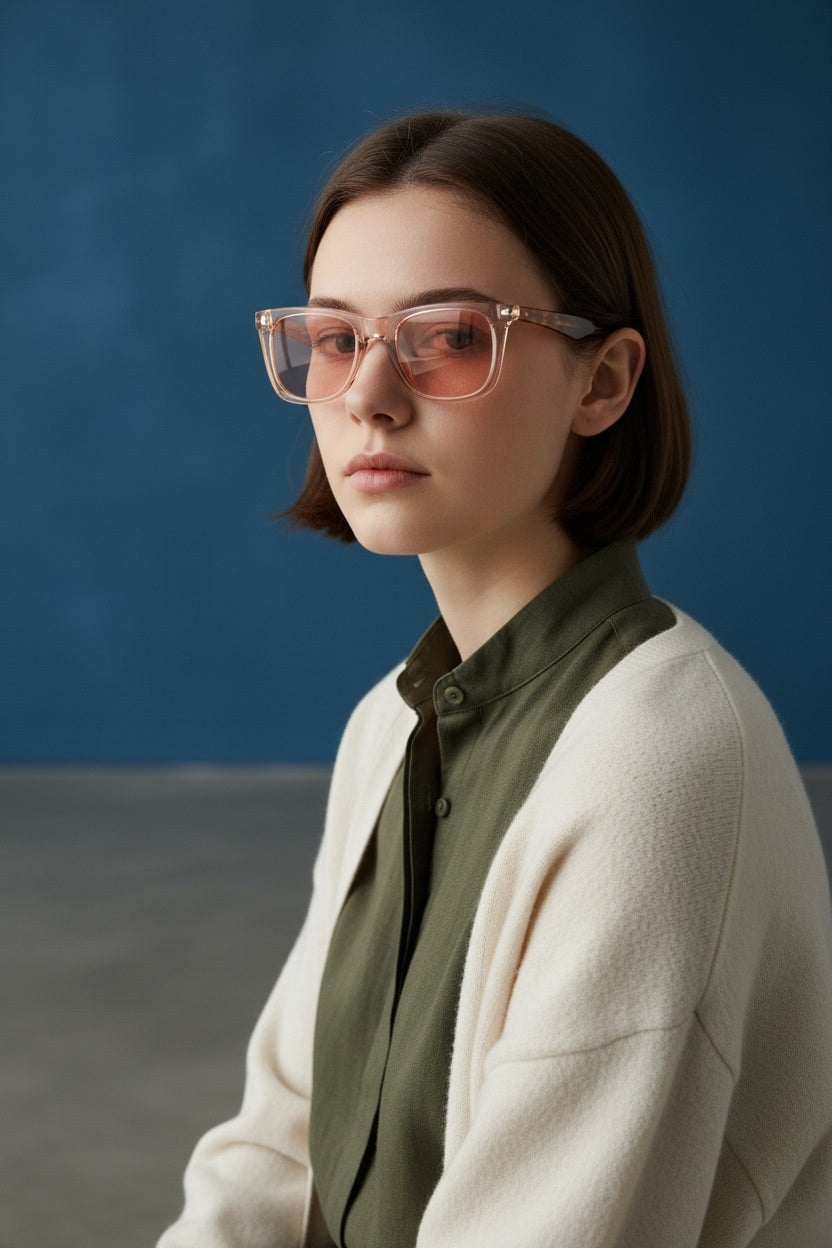 Women's Peach Rectangular Sunglasses