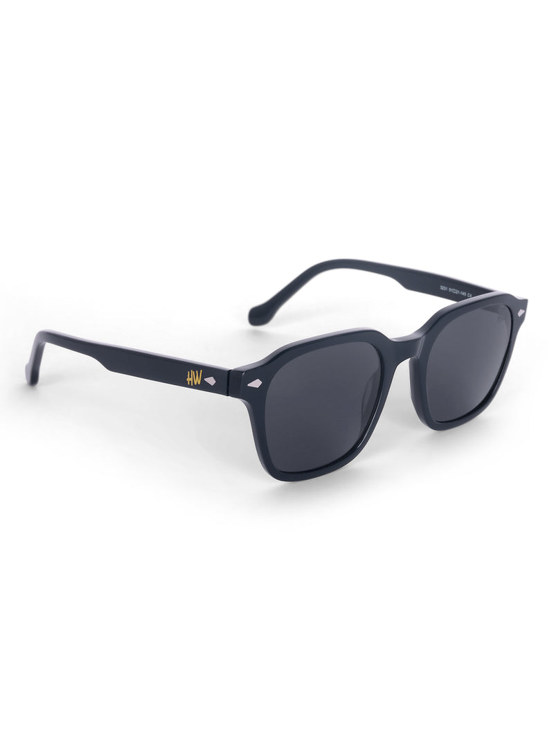 Men's Full Black UV Protected Hexagon Sunglasses