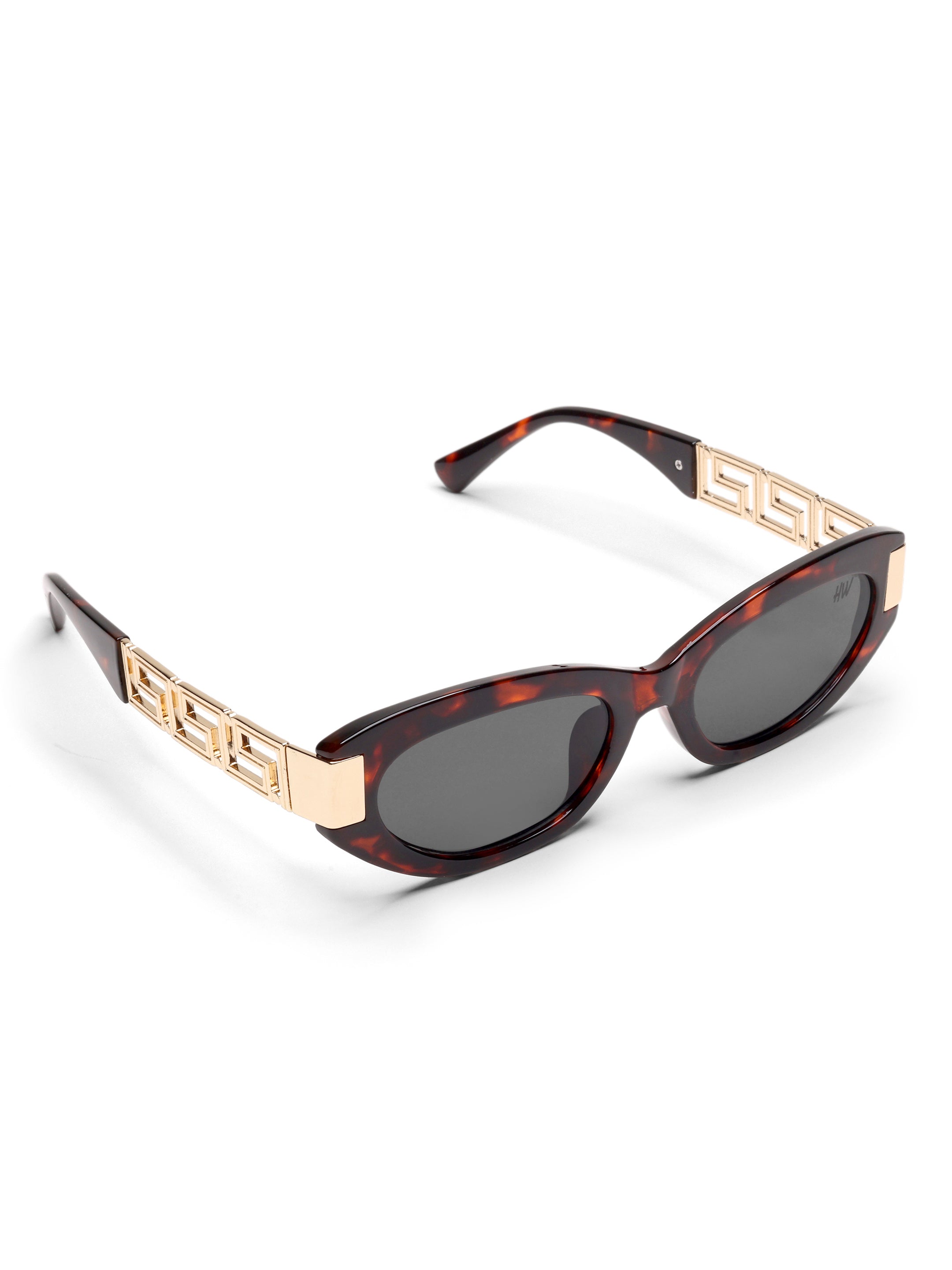 Alina Black Oval Leopard UV Protected Womens Sunglasses