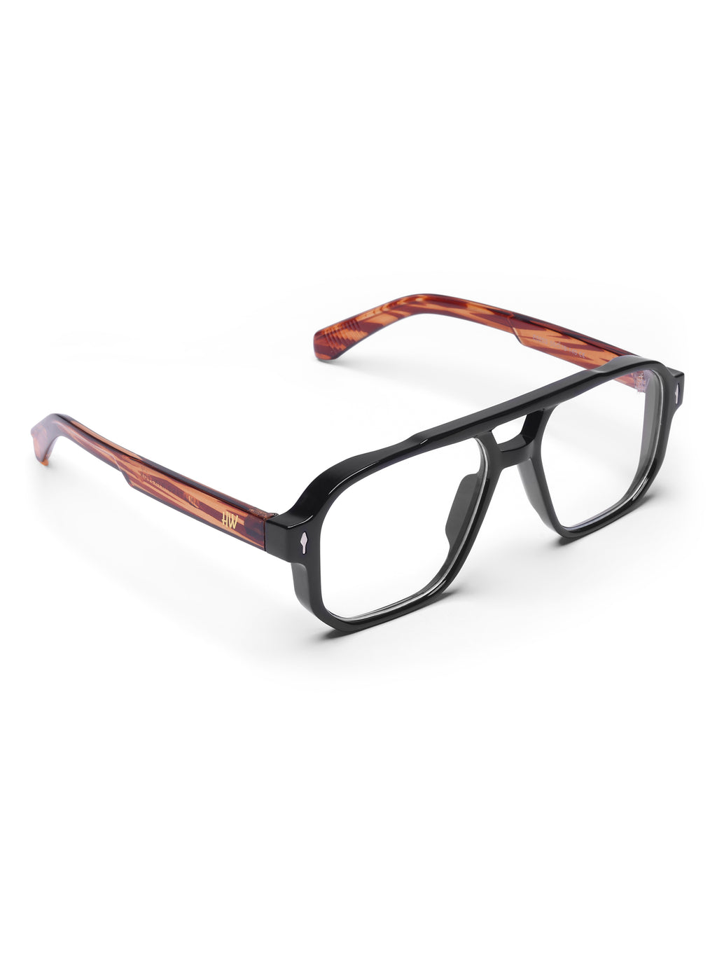 Men's Black Wooden Transparent Glasses