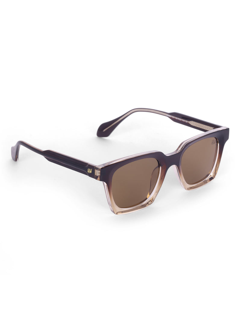 Women's Brown UV Protected Rectangular Sunglasses