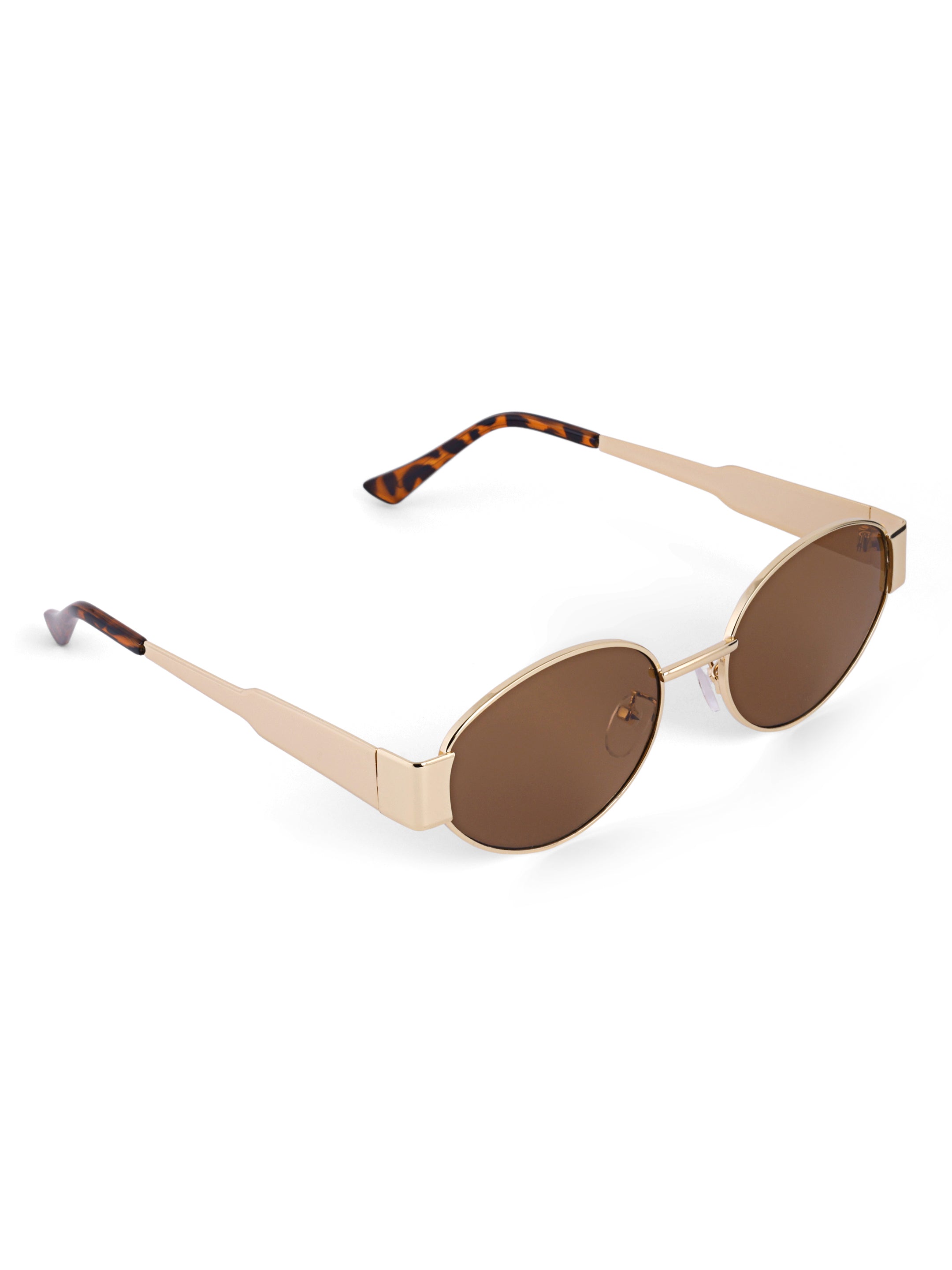 Brown Women Oval UV Protected Sunglasses