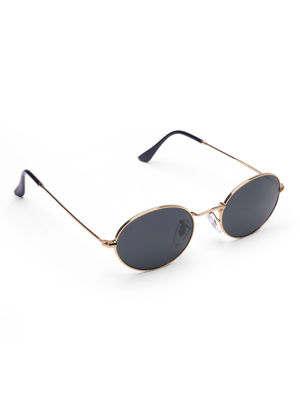 Women's Gold Black Oval Sunglasses