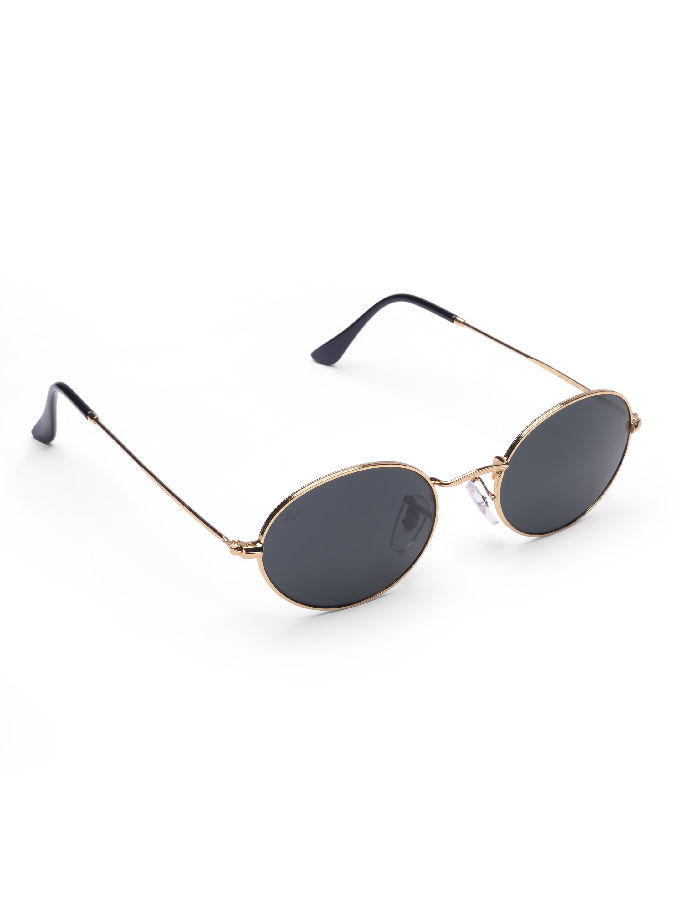 Women's Gold Black Oval Sunglasses
