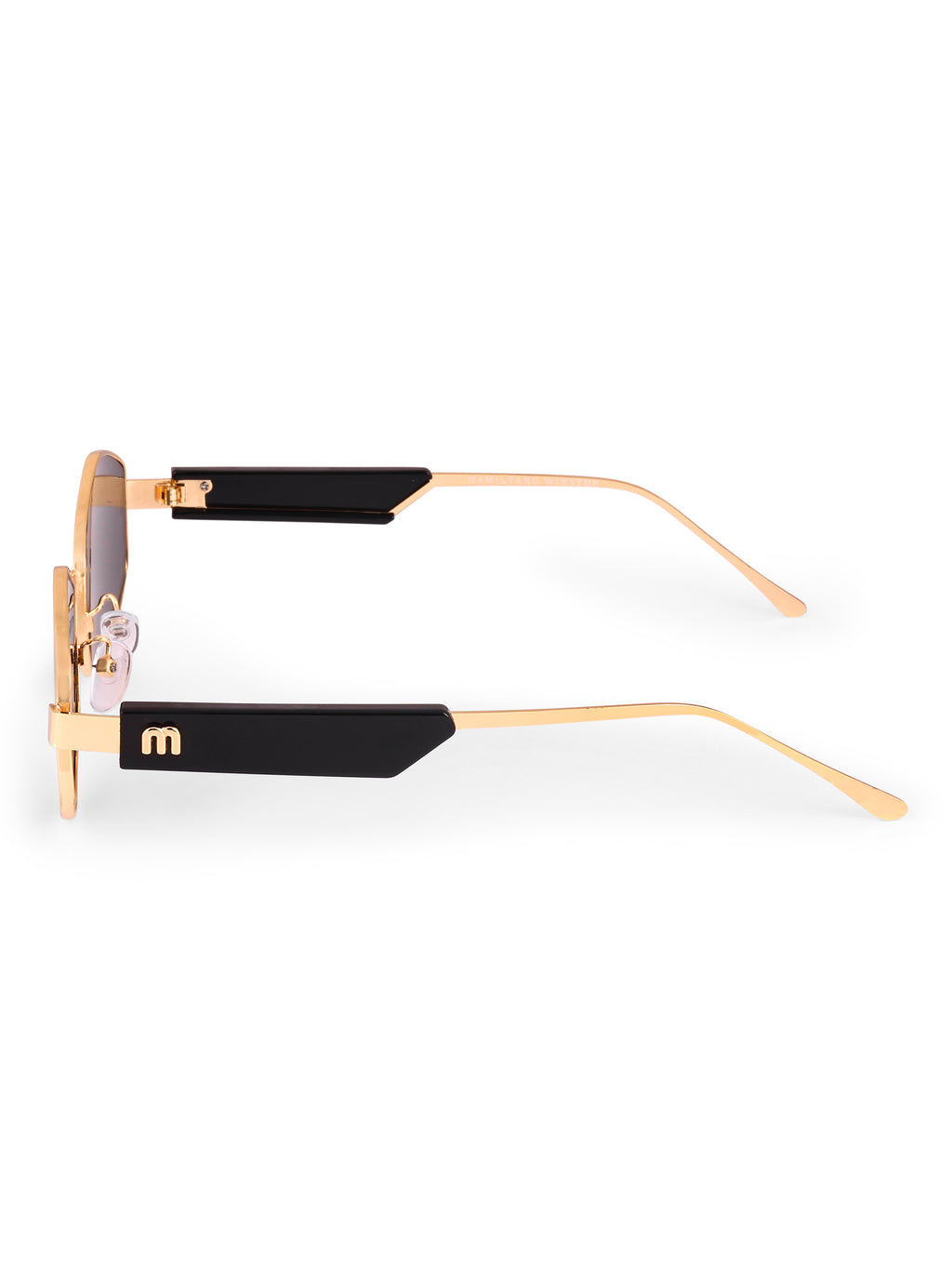 Women's Hexagon Golden Black UV Protected Sunglasses