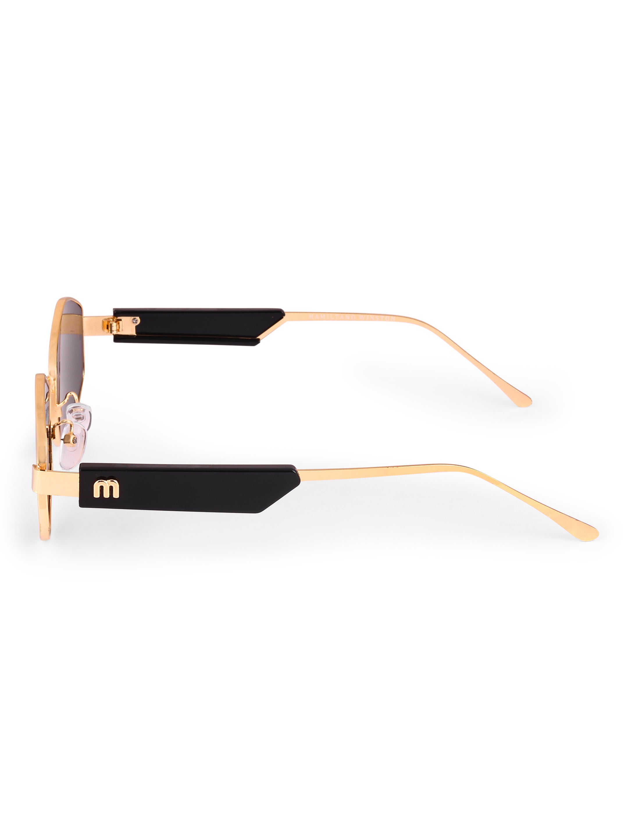 Women's Hexagon Golden Black UV Protected Sunglasses