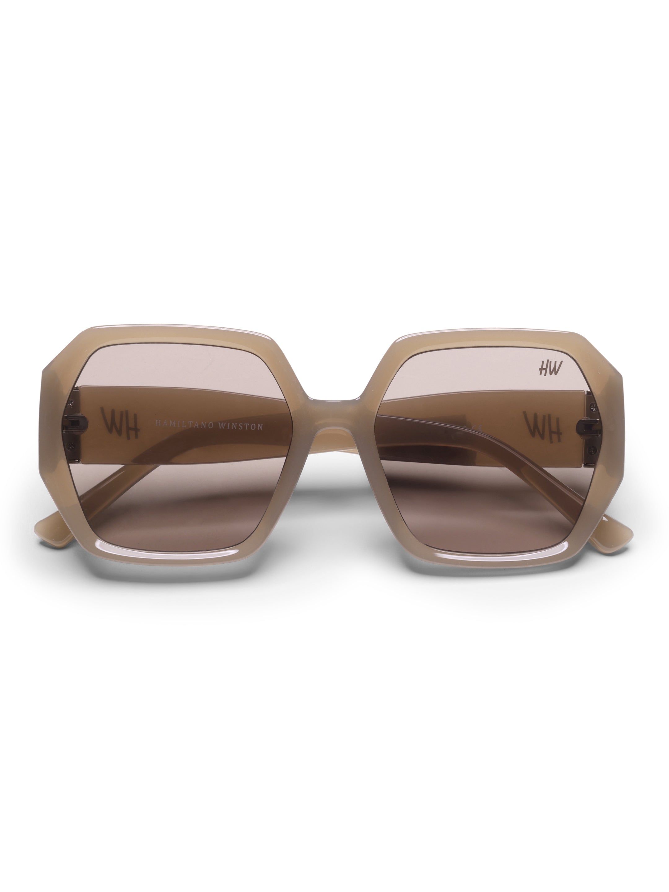 Kaira Oversized Hexagon Peach UV Protected Womens Sunglasses