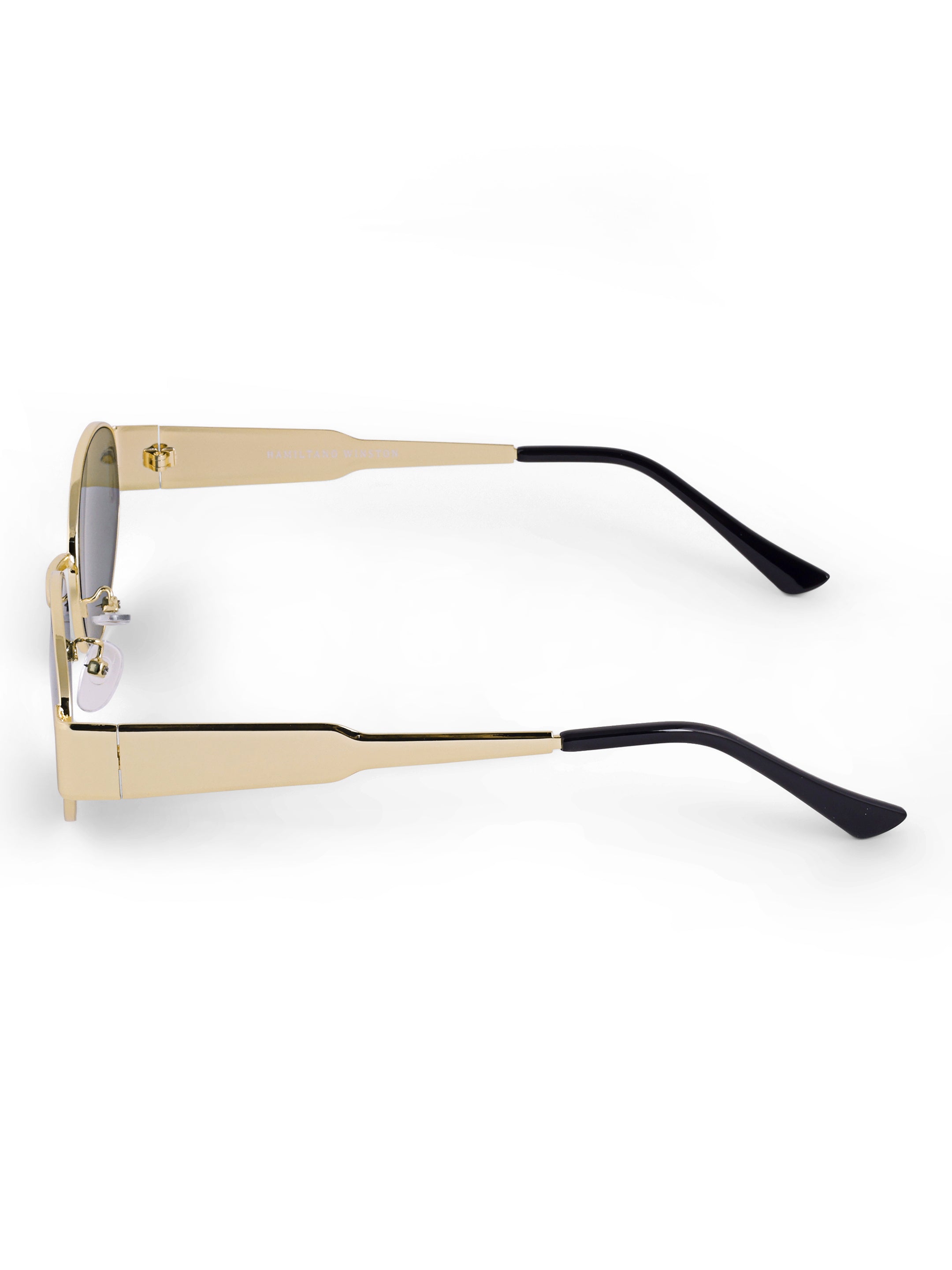 Gold Green Oval Women UV Protected Sunglasses