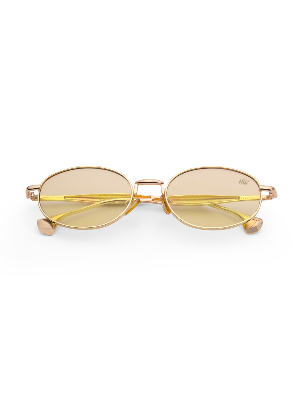 Women's Gold Yellow Oval Sunglasses