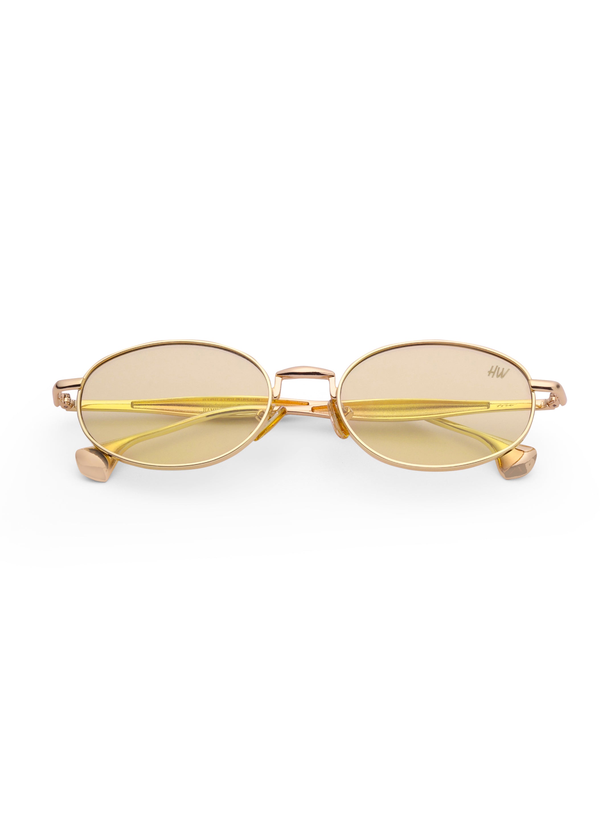 Women's Gold Yellow Oval Sunglasses