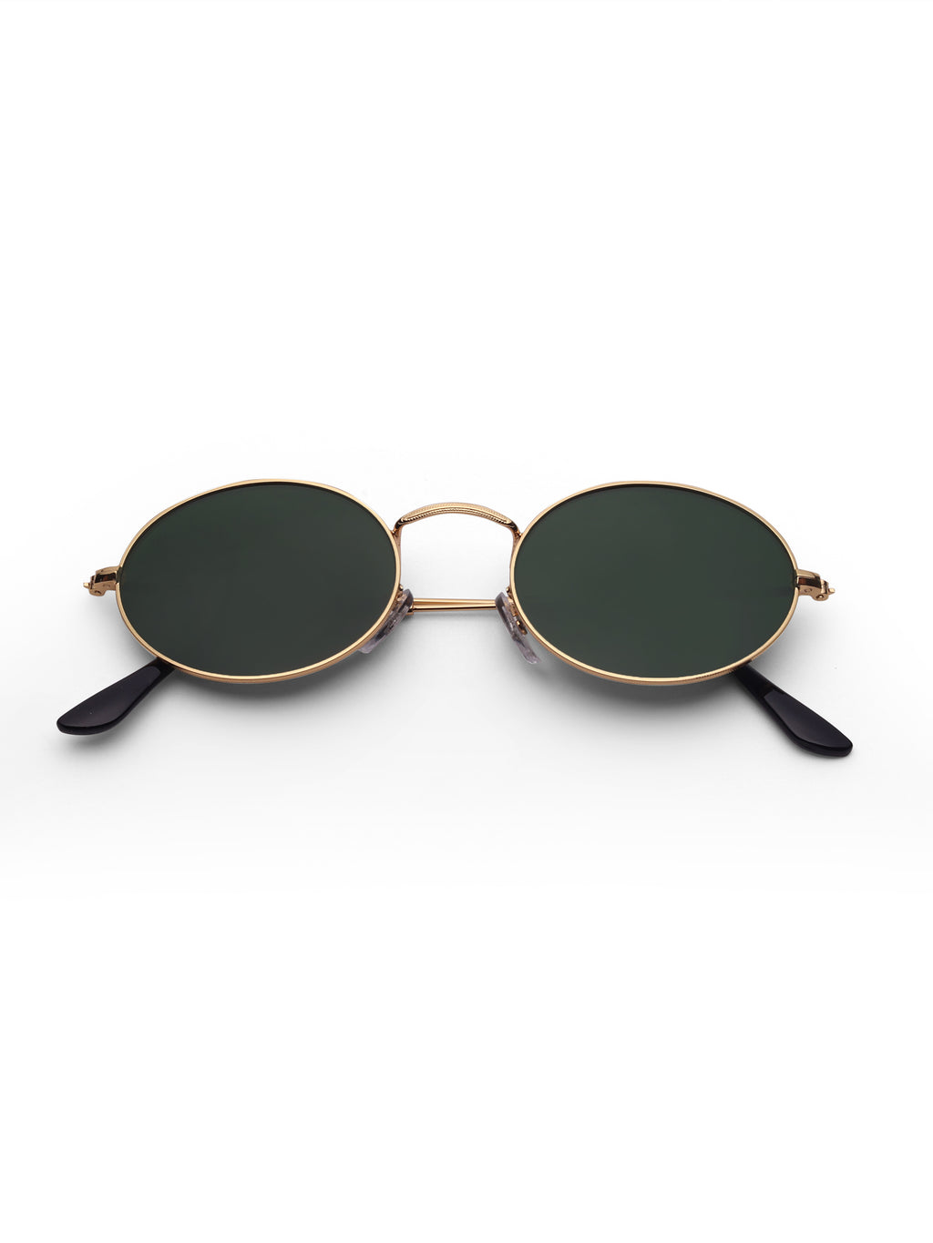 Women's Gold Green Oval Sunglasses