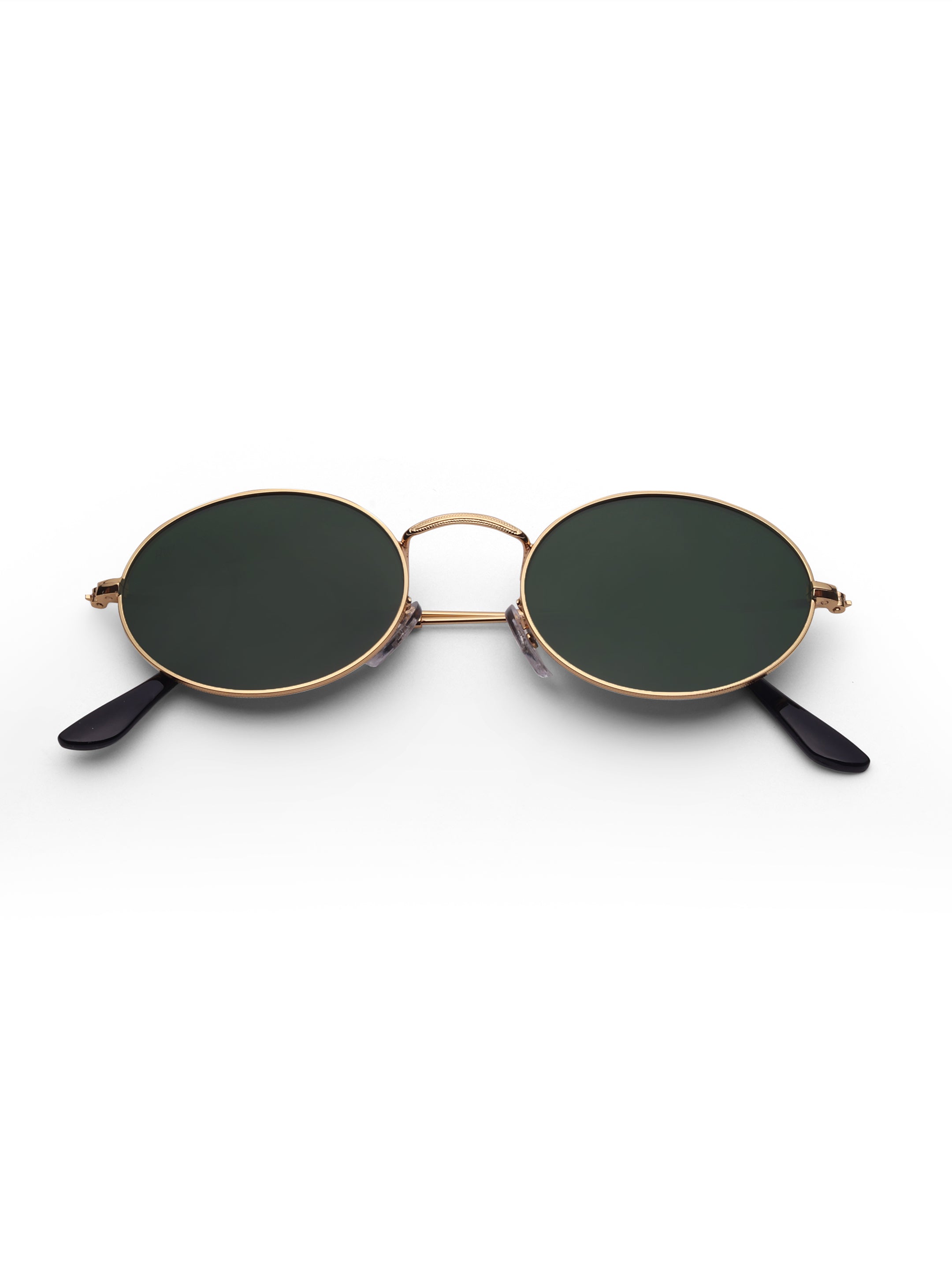 Women's Gold Green Oval Sunglasses