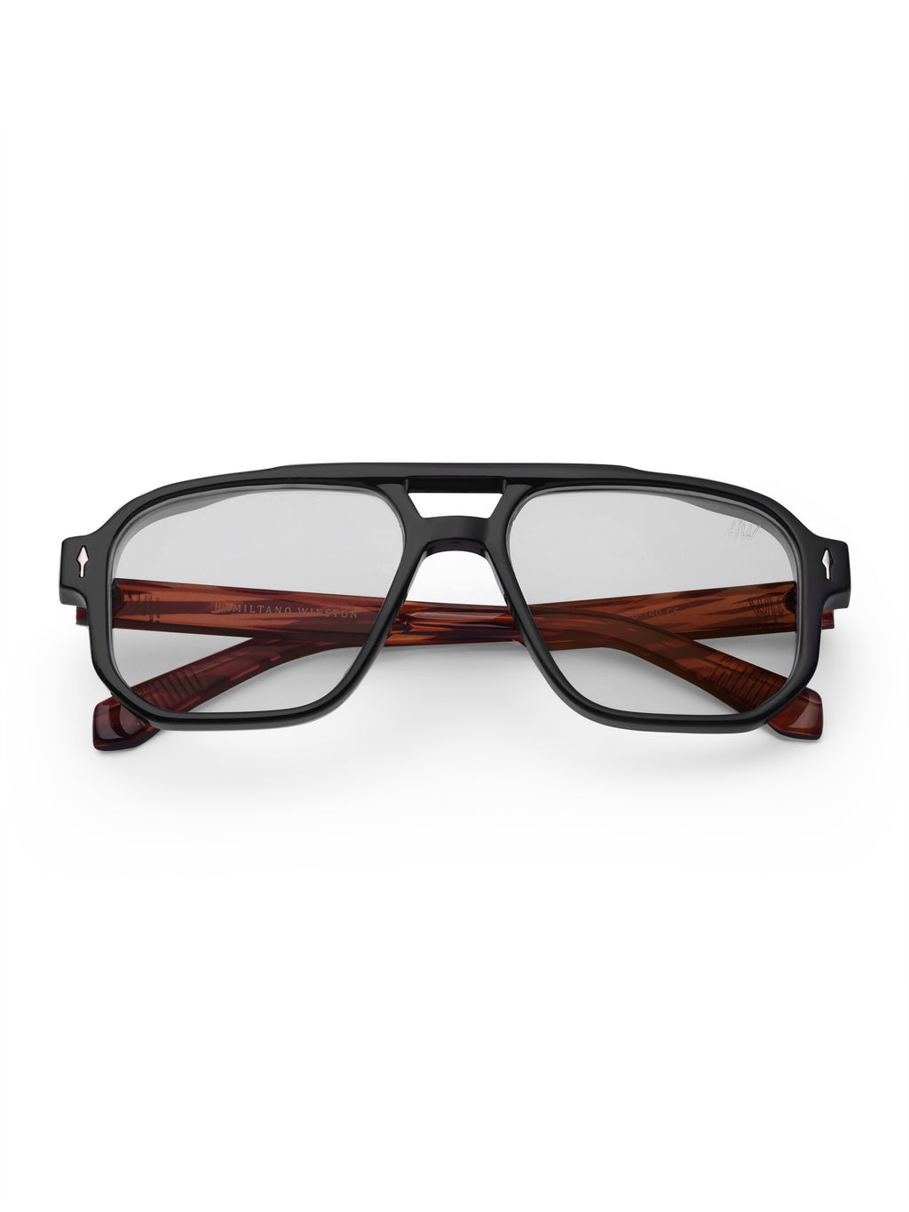 Men's Black Wooden Transparent Glasses