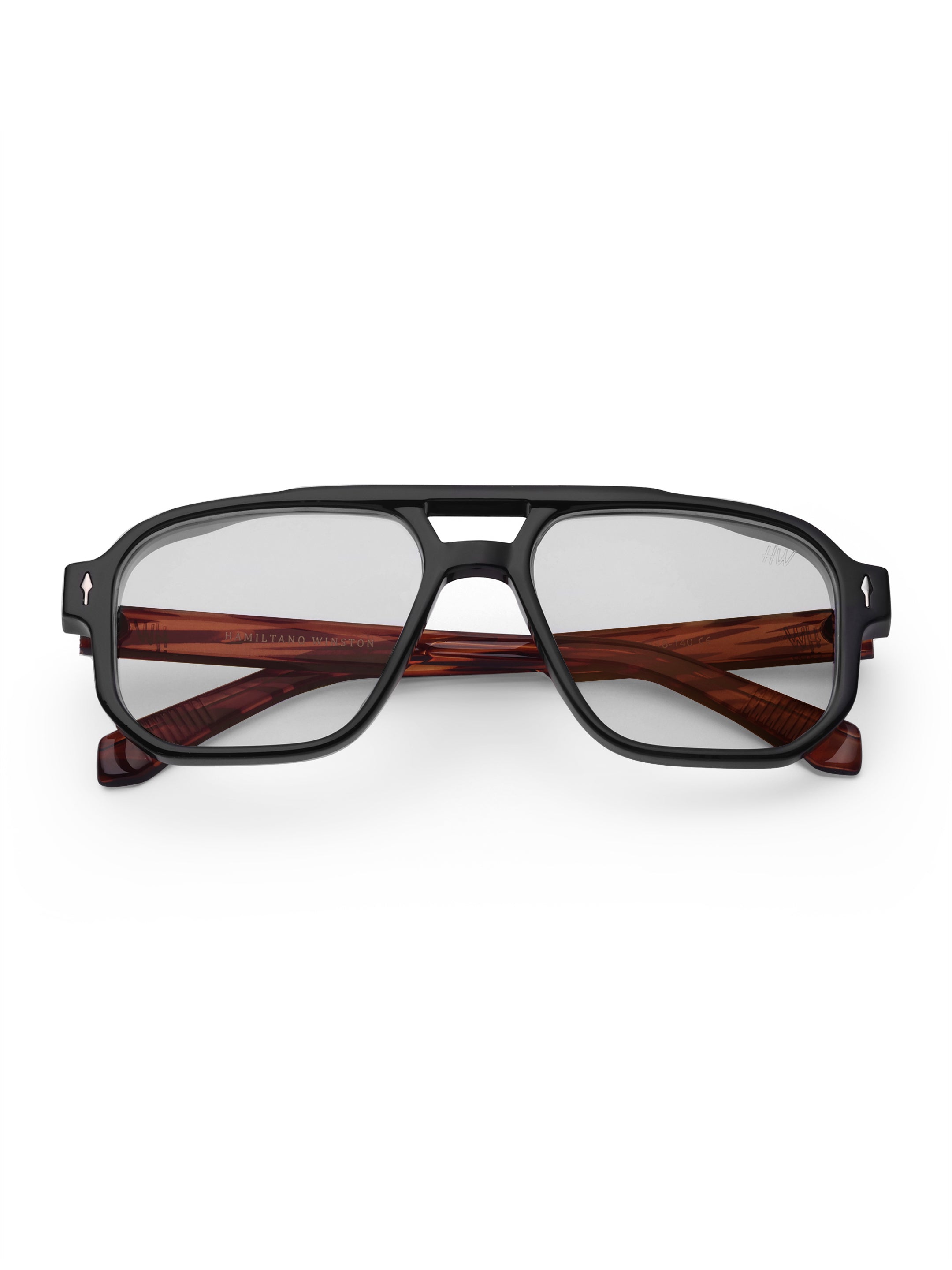 Men's Black Wooden Transparent Glasses