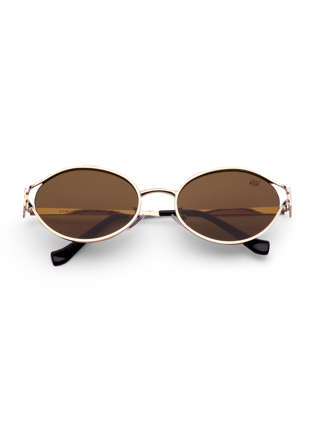 Women's Gold Brown Oval Sunglasses