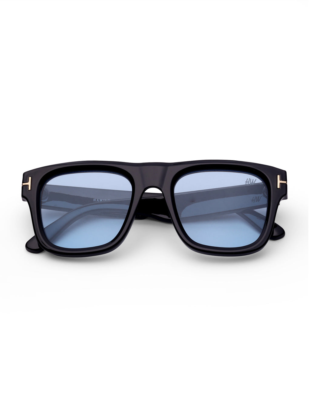 Men's UV Protected Gold Blue Wayfarer Sunglasses