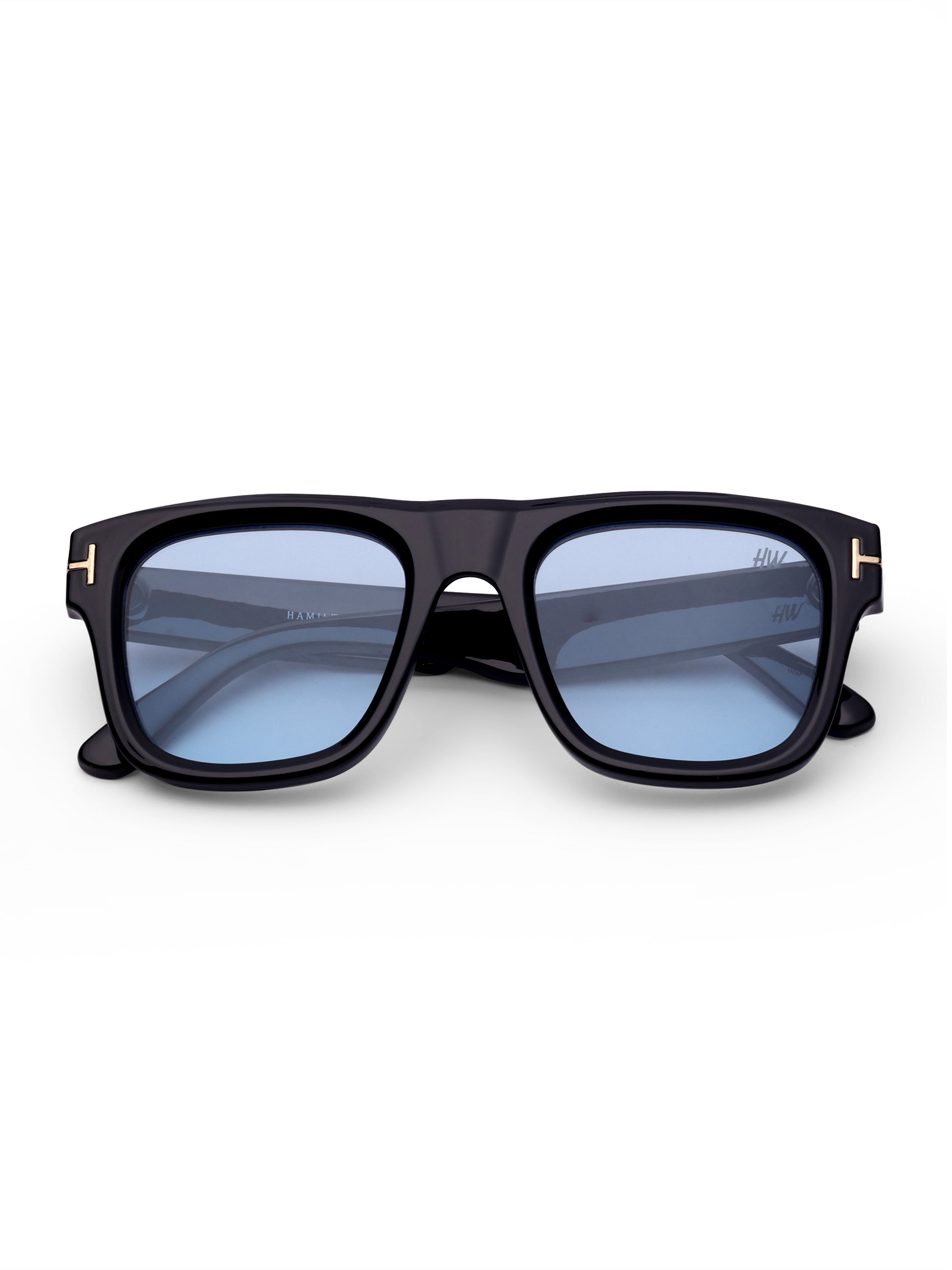 Men's UV Protected Gold Blue Wayfarer Sunglasses