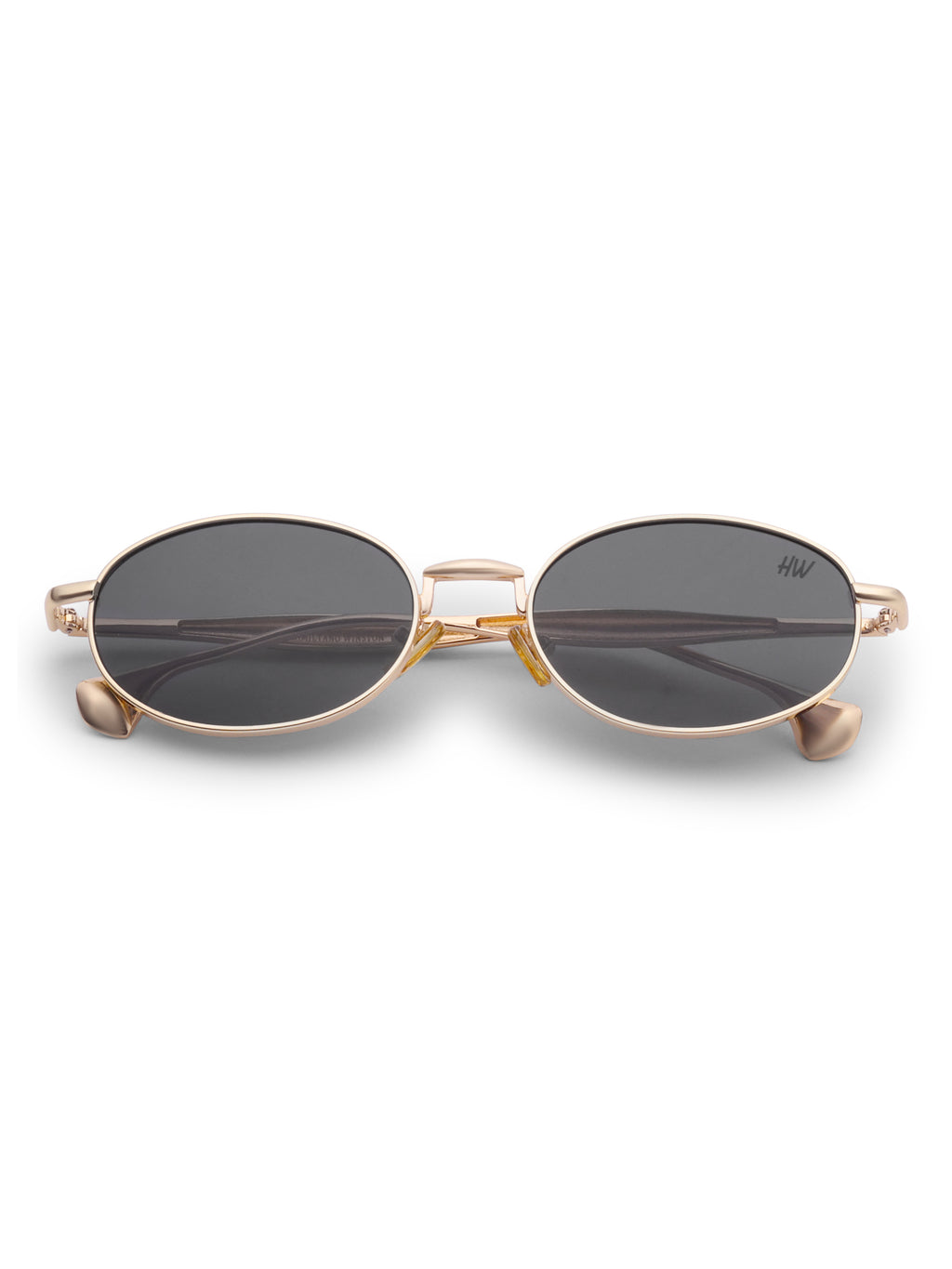 Women's Oval Gold Black Sunglasses
