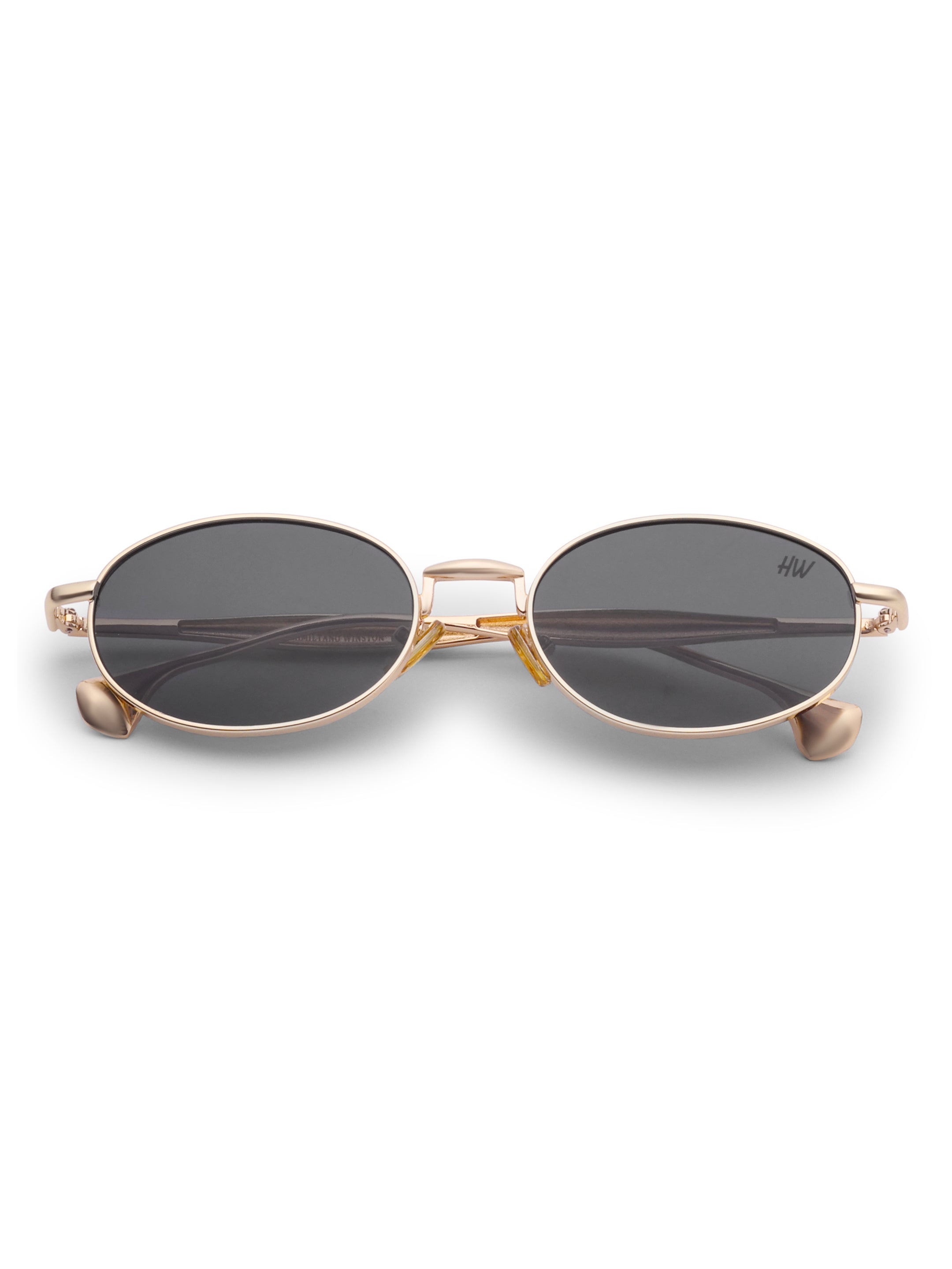 Women's Oval Gold Black Sunglasses