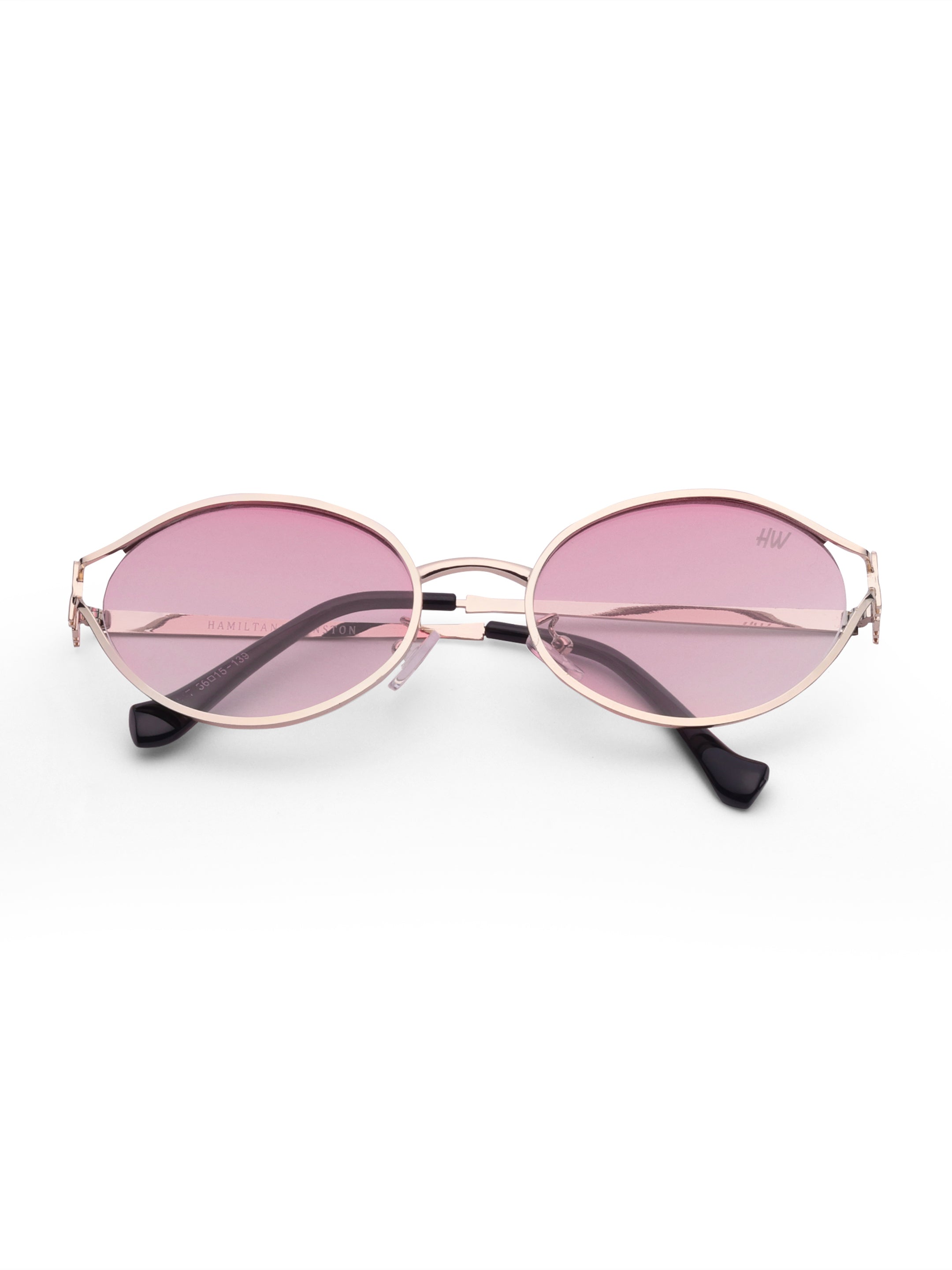 Women's Gold Pink Oval Sunglasses