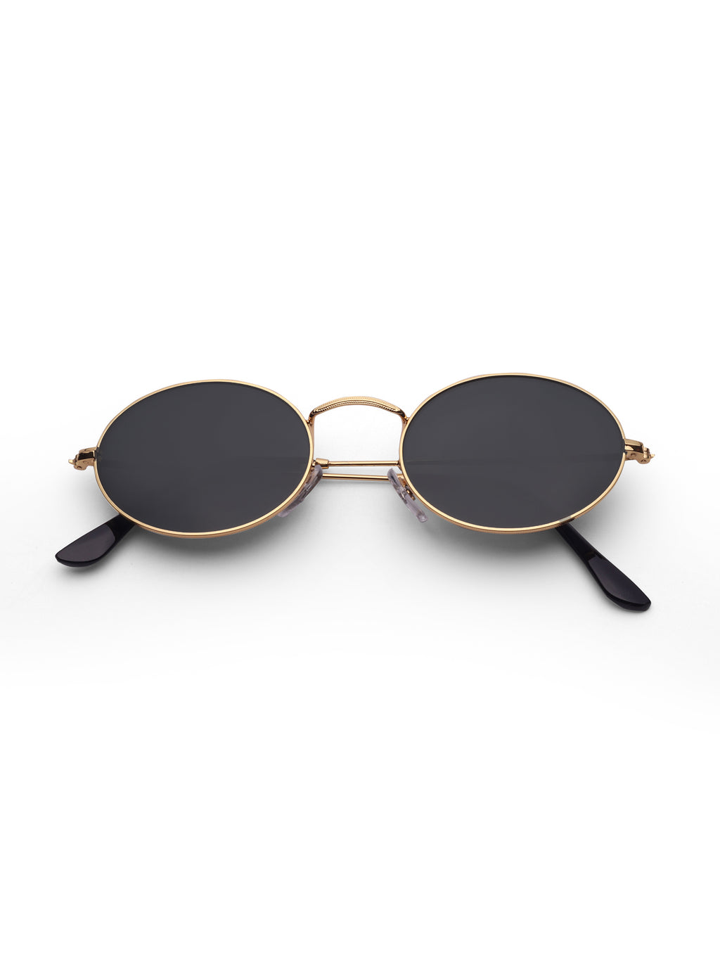 Women's Gold Black Oval Sunglasses