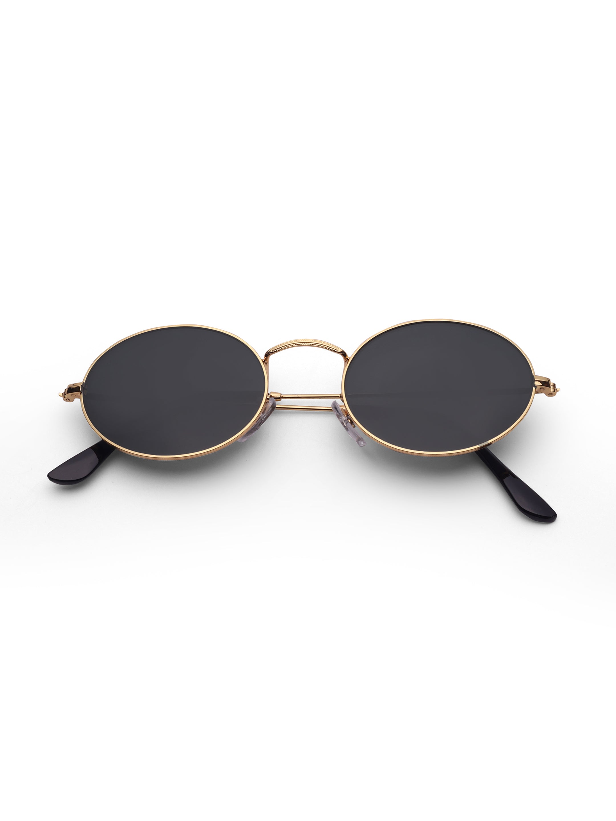 Women's Gold Black Oval Sunglasses