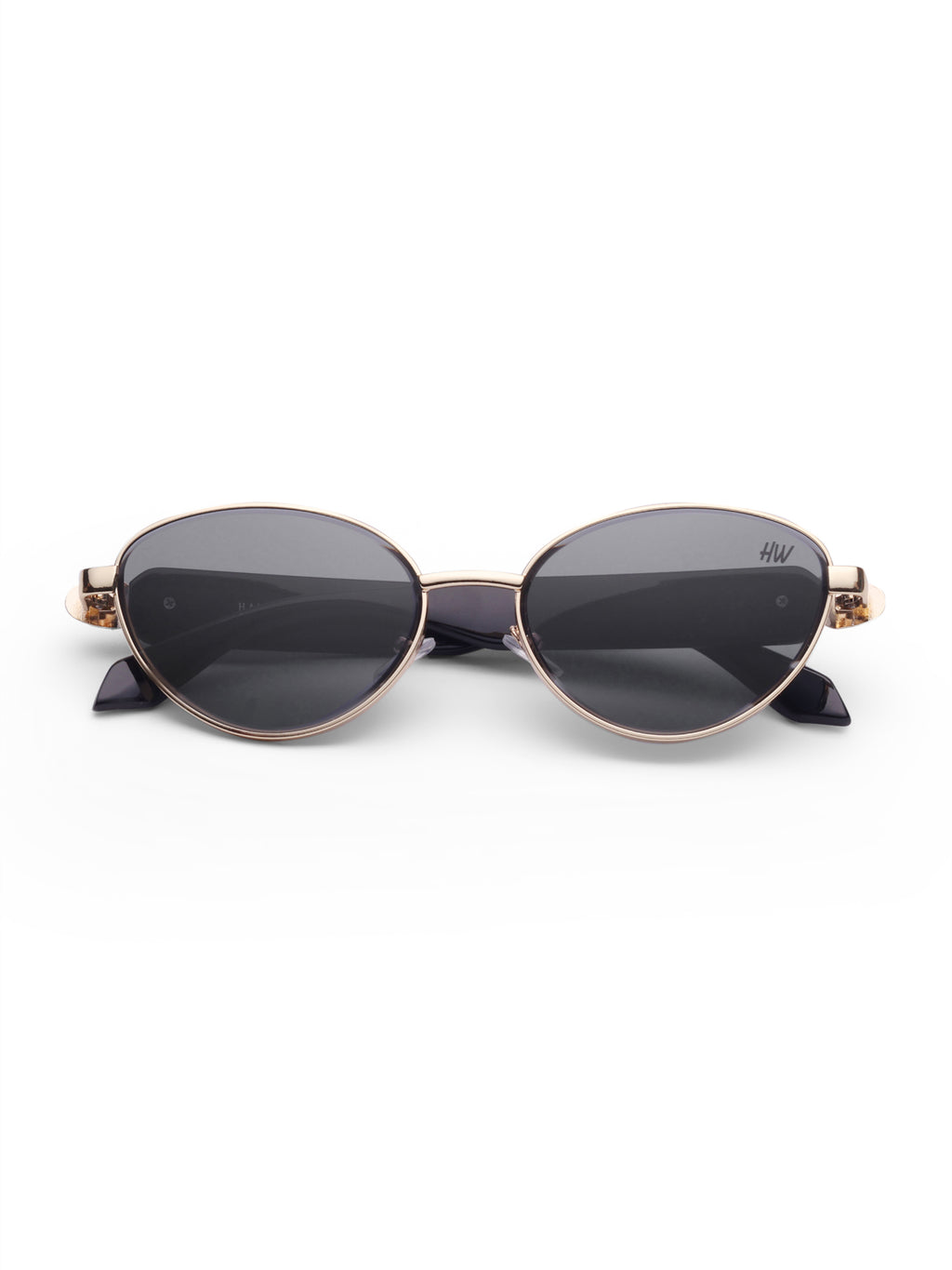 Women's Gold Black Metal Sunglasses