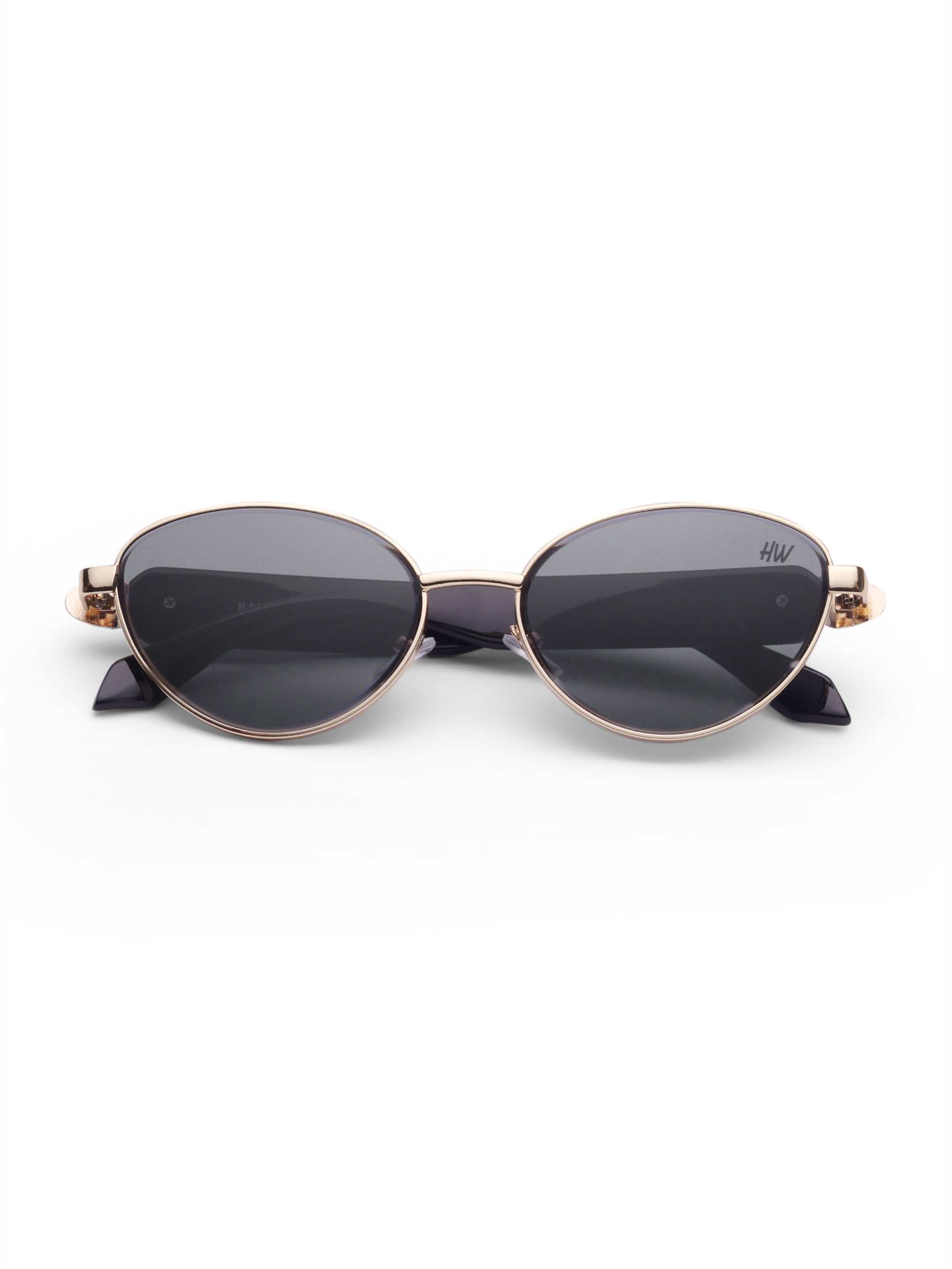 Women's Gold Brown Metal Sunglasses
