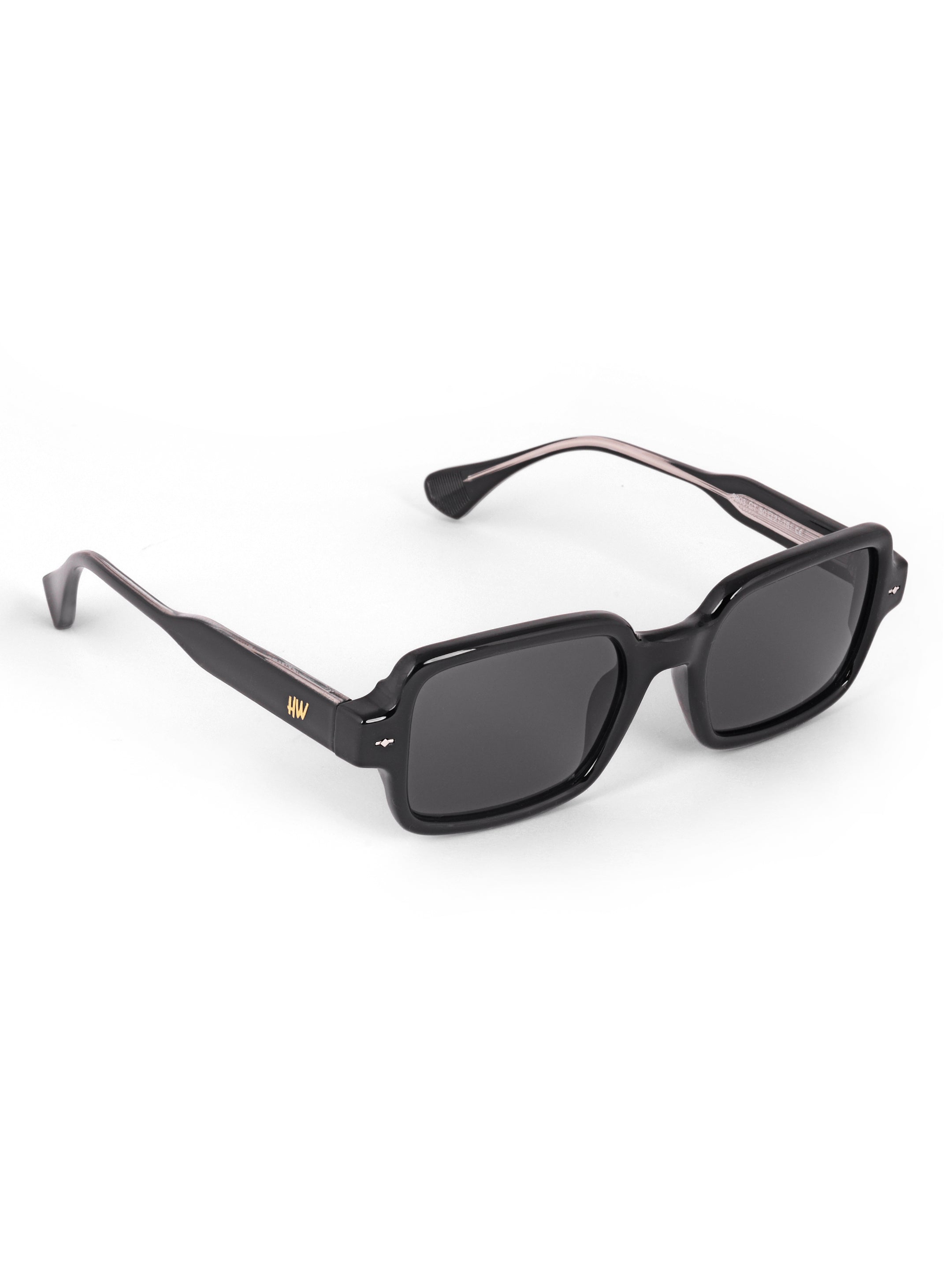 Women's Black Rectangular Sunglasses