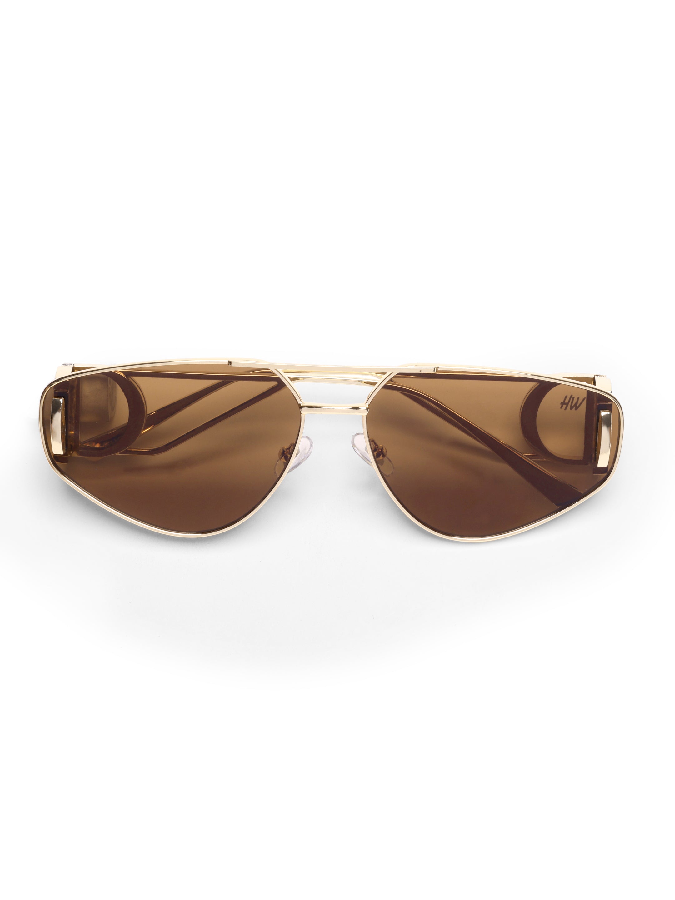 Azura Gold Brown Metal Oval UV Protected Womens Sunglasses