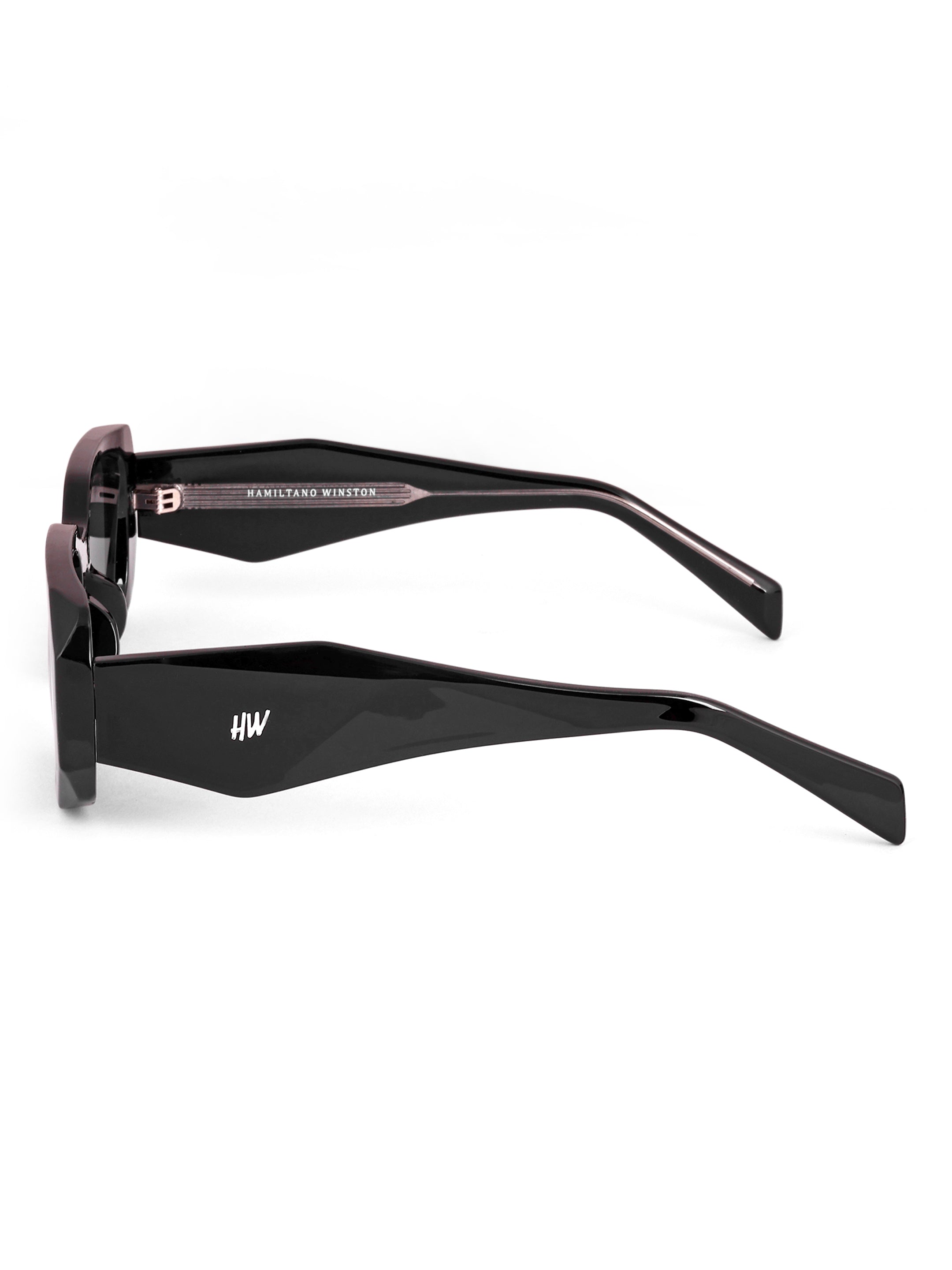 Women's Black Rectangular UV Protected Sunglasses