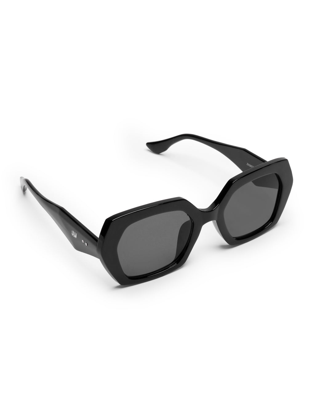 Noelle Black Hexagon Oversized UV Protected Womens Sunglasses